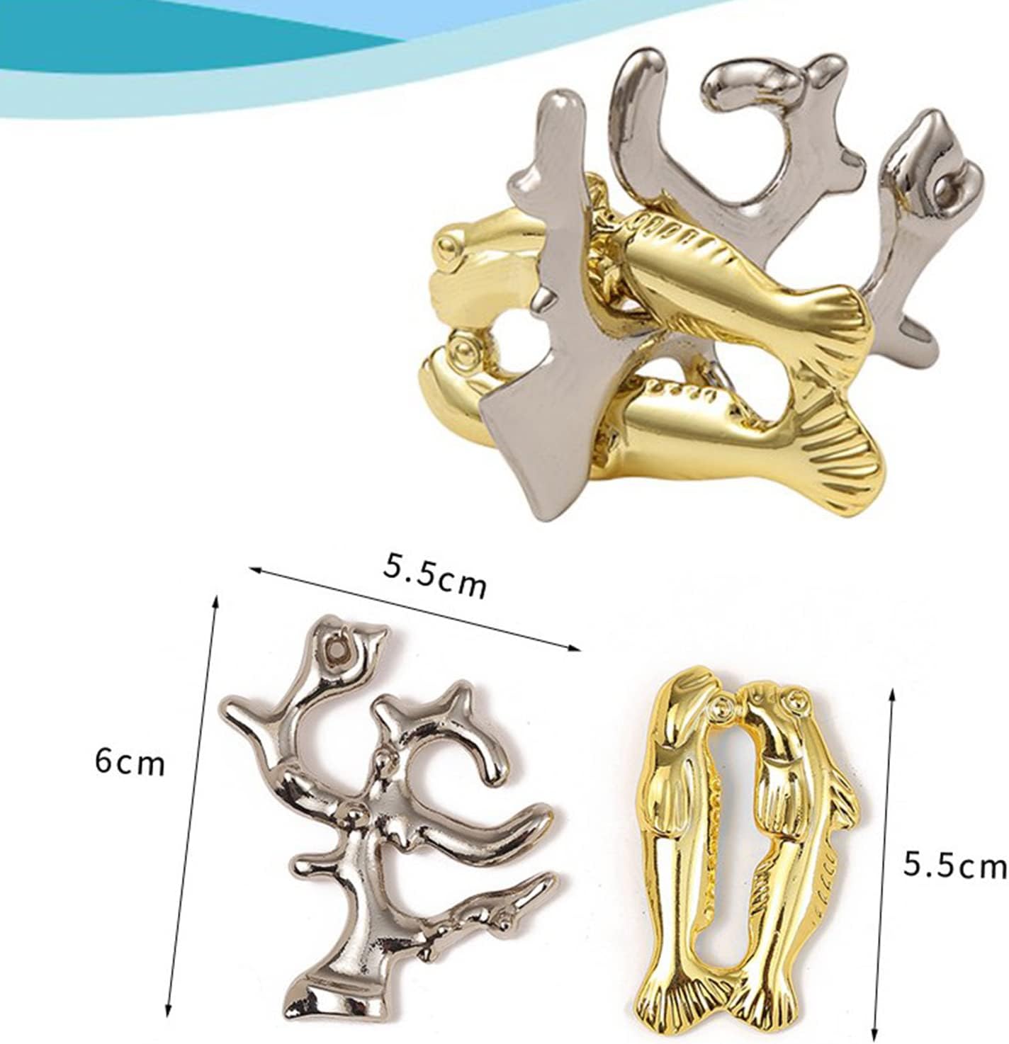 6 pcs Brain Teaser Puzzles, IQ Test, Puzzle Lock Educational Toy, Metal Brainteasers, Adult Intelligence Buckle Difficulty Mind Puzzle Lock Unlock Party Favor Gifts Desk Game, Ocean Series