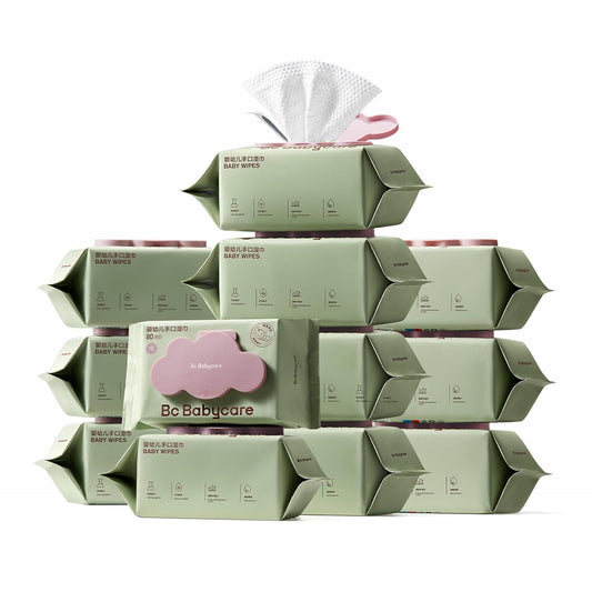 Bc Babycare Cloud Moist Baby Wipes, Thick & XL, 99% Water, Ultra-Hydrating, Unscented, Hypoallergenic for Sensitive Skin, Biodegradable, 12 Flip-Top, 960 Count