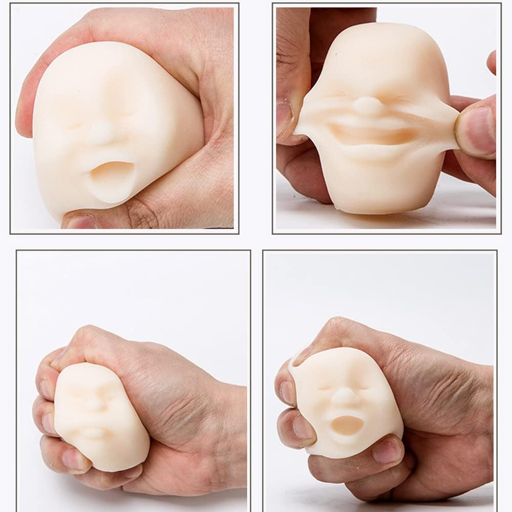 Anxiety Stress Release Fun Toys,Emotion Balls Fidget Toys for Pressures Relief Kneading Toys for All Age,Kids and Adults,Weird Face Bizarre Squeeze Toys. (White, Yawn)