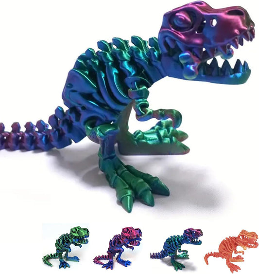 3D Printed Dinosaur Bones Tyrannosaurus Rex Skeleton with Movable Joints, 3D Model Skull T-Rex, Flexible Articulated Dinosaur Fidget Toys Adults for Autism/ADHD