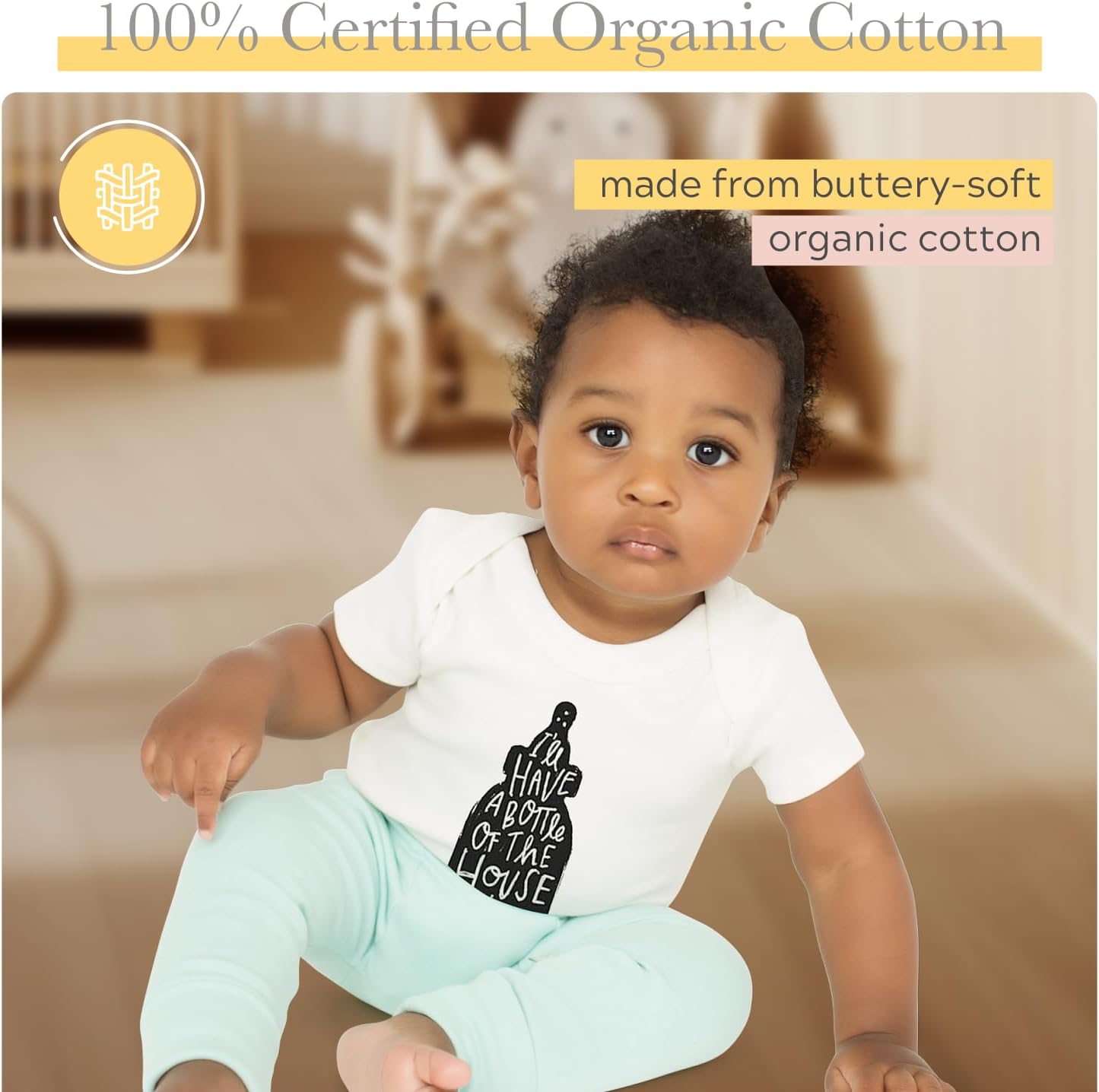 Finn + Emma Organic Cotton Graphic Baby Onesie - Gender Neutral Bodysuits for Babies 0-12 Months in Multiple Sizes and Styles