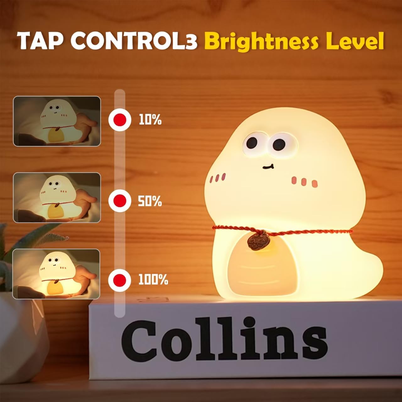 Cute Night Light, Squishy Silicone Snake Nursery Night Lamp for Kids,Kawaii Bedside Nightlight with 7 Colors 3 Levels Dimmable Tap Control Rechargeable Nightlights as Gifts and Room Decor