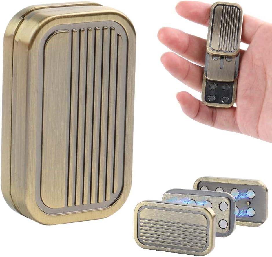 Magnetic Metal Fidget Toys - Metal Poker Push Card Fidget Slider Stress Relief Toy, Men’s EDC Toy Fidget Toy Haptic Coin, Office Desk Toys Gifts for Boyfriend and Father (Brass CP3)