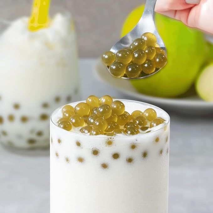 Tea Zone [1 Pound] Green Apple Popping Pearls, Bursting Pearls for Teas, Shakes, Smoothies, Dessert Toppings