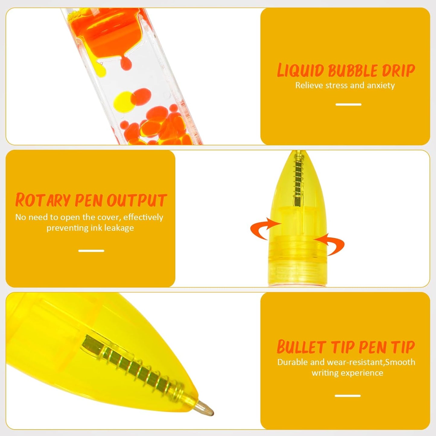 Sensory Cool Pens for Kids Set of 4, Liquid Motion Bubbler Fidget Toys Pens for Kids and Adults, Colorful Liquid Pen Timer Pens Great for Anxiety Stress Relief Stocking Stuffers (4 Colors)