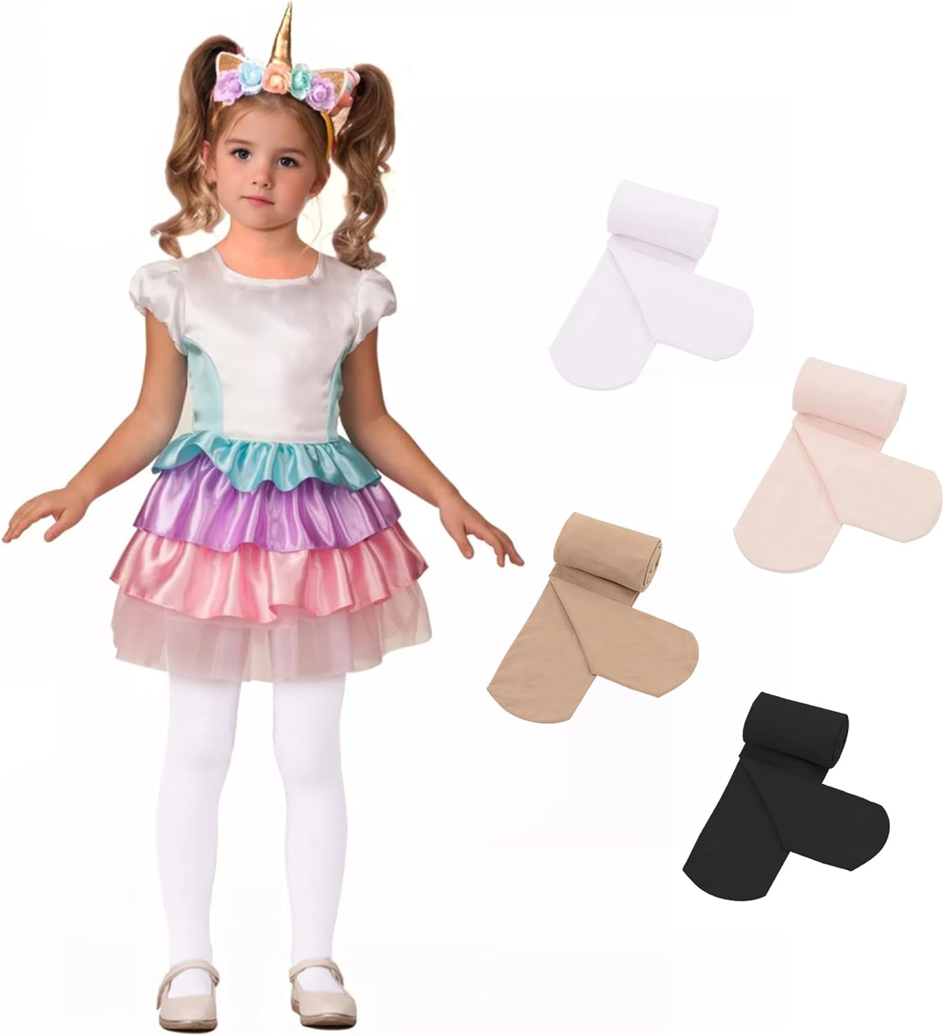 Zando 4 Pairs Tights for Girls Ultra Soft Velvet Dance Tights for Girls Ballet Gymnastics School Uniform 1-14 Years