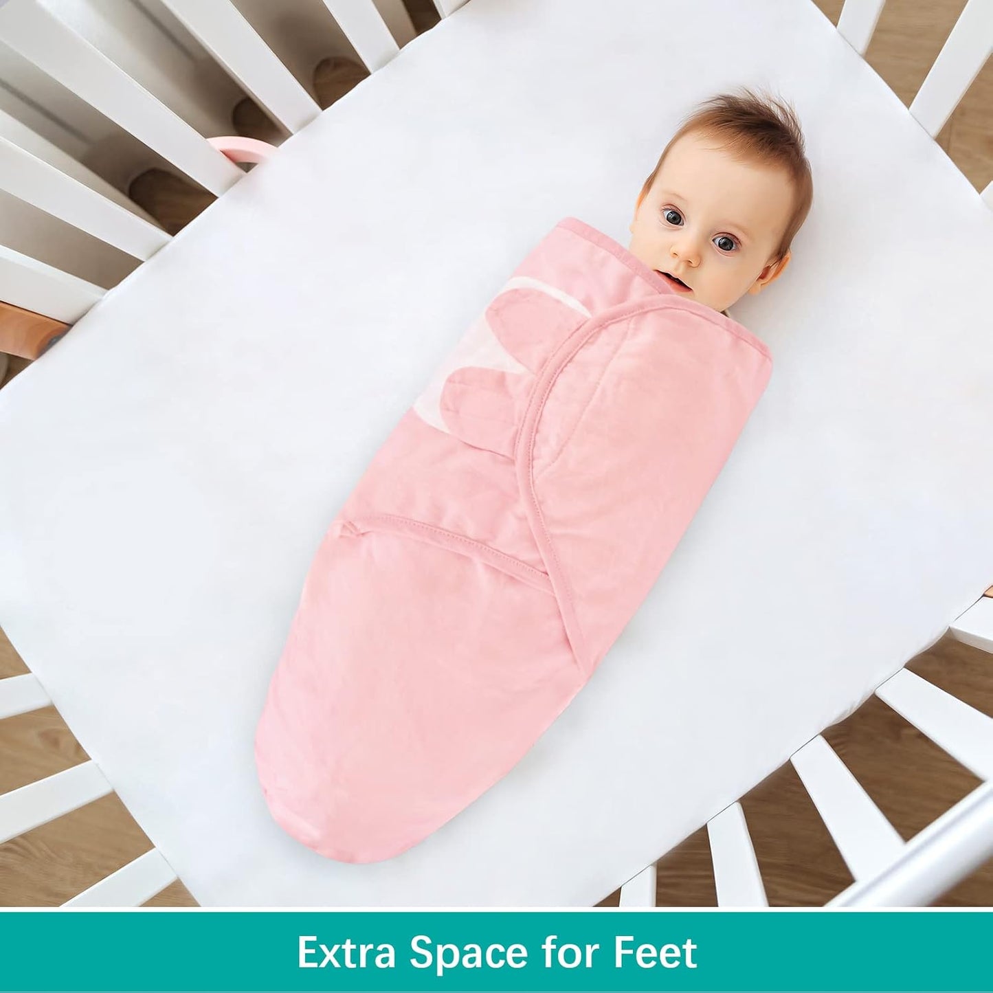 Biloban Baby Swaddles 0-3 Months for Girls, Cotton Swaddle Blanket, Newborn Essentials, Grey & Pink, 2 Pack