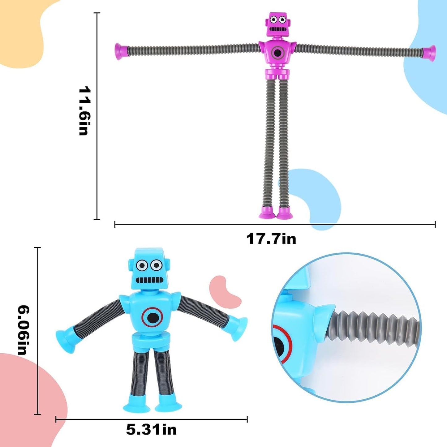 48PCS Telescopic Suction Cup Robot Toy,pop Tubes,Toys for Kids,Toddler Travel Toys,Toddler Sensory Toys,figette Toys,Fidget Toys for Kids,Treasure Box prizes,Small Toys for Kids prizes