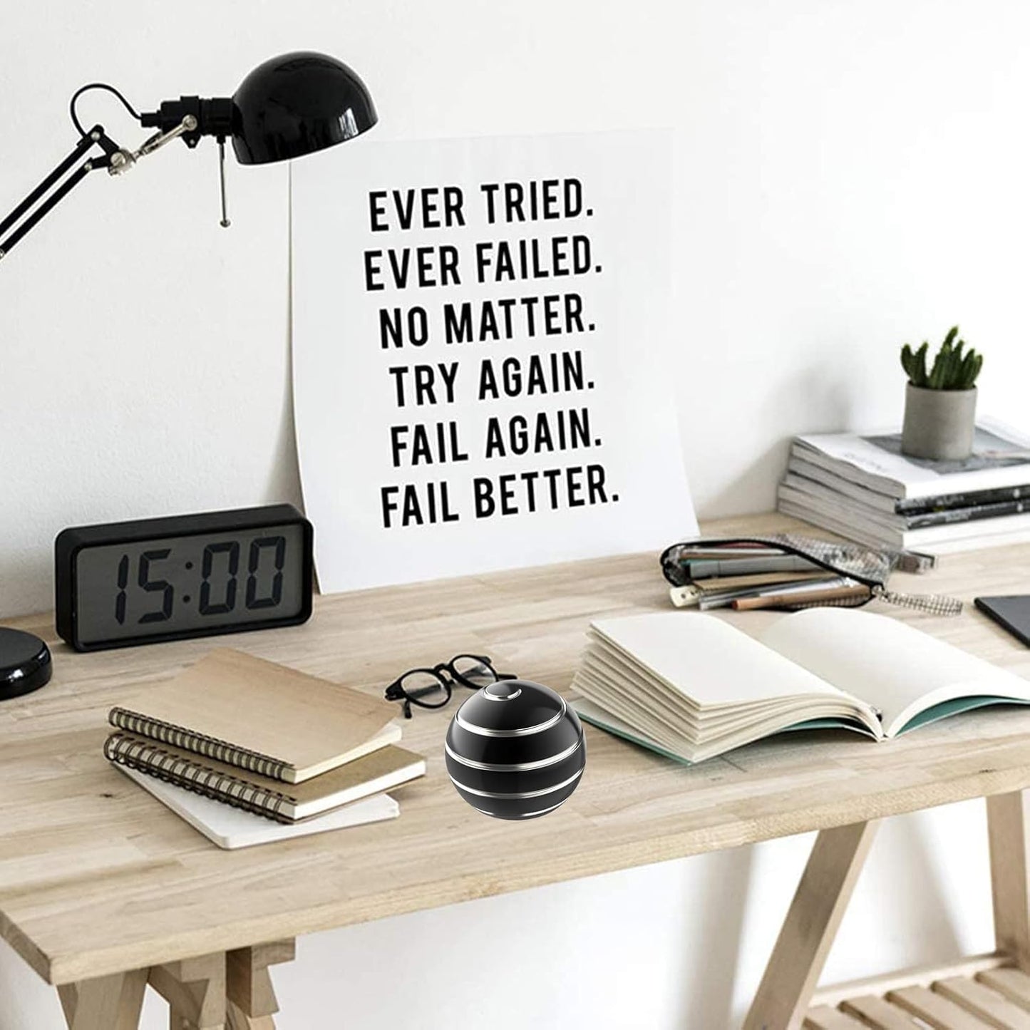 Kinetic Desk Toys for Office for Adults, 2.17'' Metal ADHD Fidget Toys for Adults, Optical Illusion Toys Ball for Anti Anxiety (55MM, Black A)