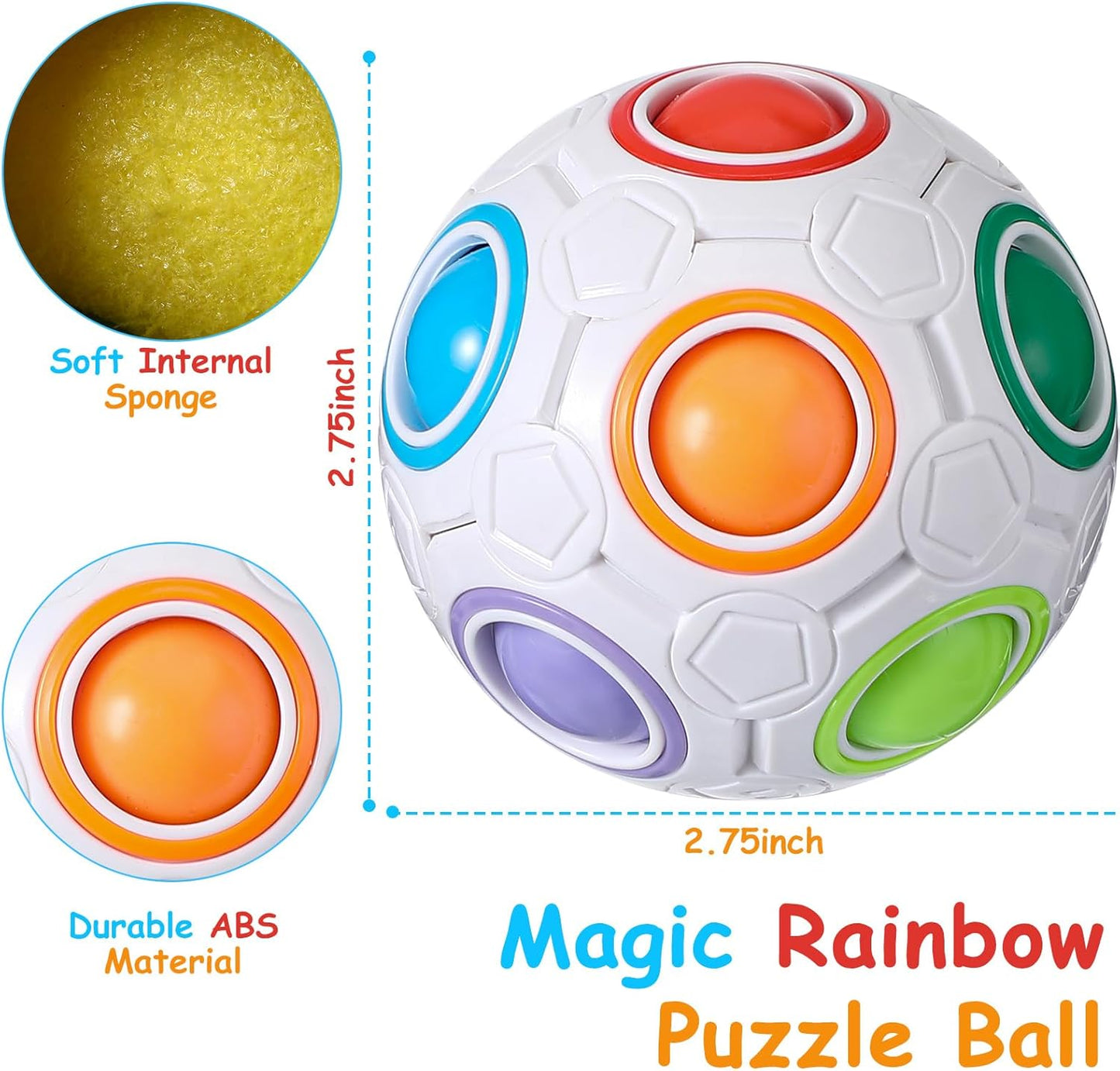 18 Pack Rainbow Puzzle Ball Magic Rainbow Ball with 3 Pack Pouches Fidget Toy Ball for Kids Speed Cube Ball Funny Stress Reliever Ball Christmas Stocking Stuffers for Kids Teen and Adults
