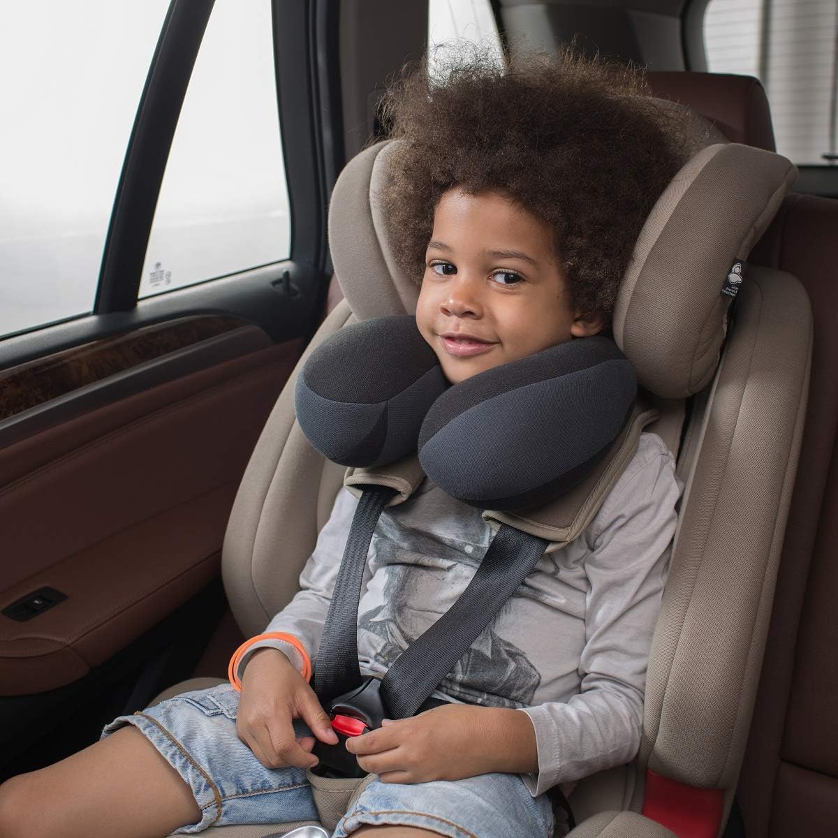 INFANZIA Kids Chin Supporting Travel Neck Pillow, Helps Support Head and Neck, Comfortably Designed for Head, Neck, and Chin Support - Ideal for Toddlers and Children,Black