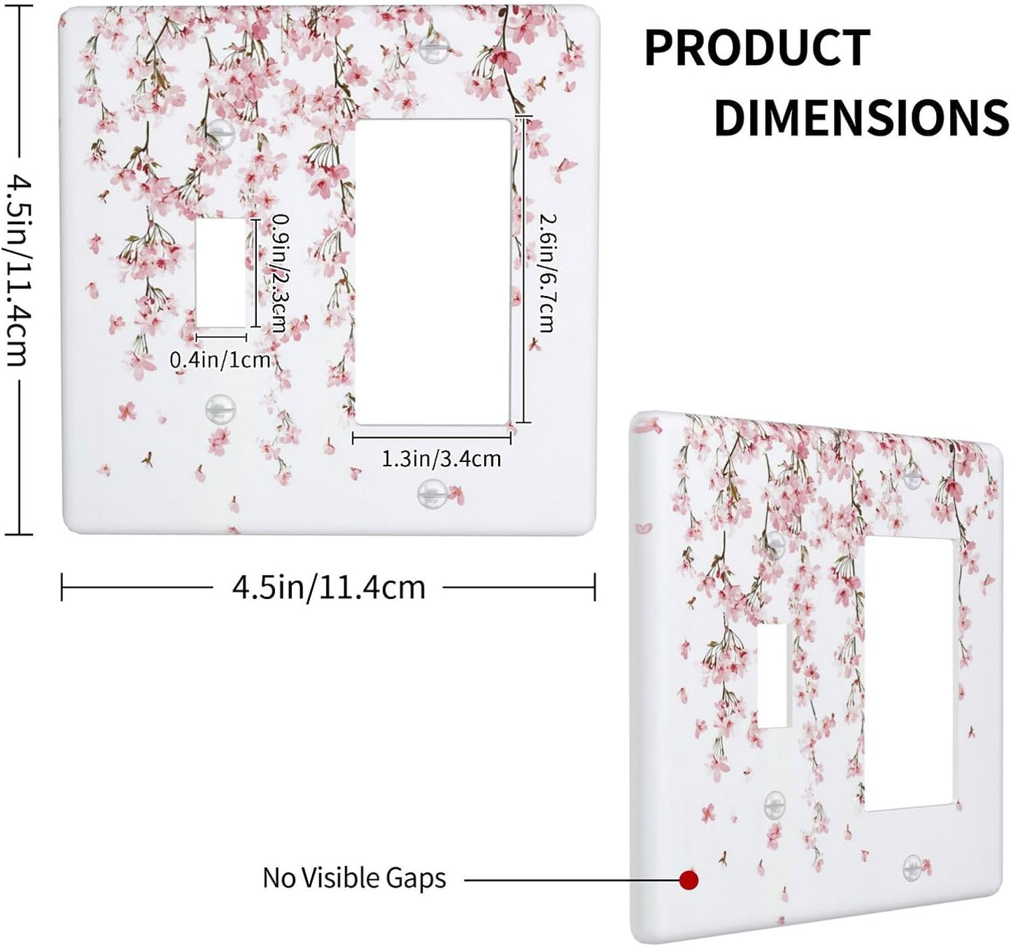 Outlet Covers Sakura Plant Floral Pink Flowers 1 Toggle 1 Rocker Combination Decorative Wall Plate Electrical Switch Plates Light Switch Cover Plate For Bed Room Living Room Decor