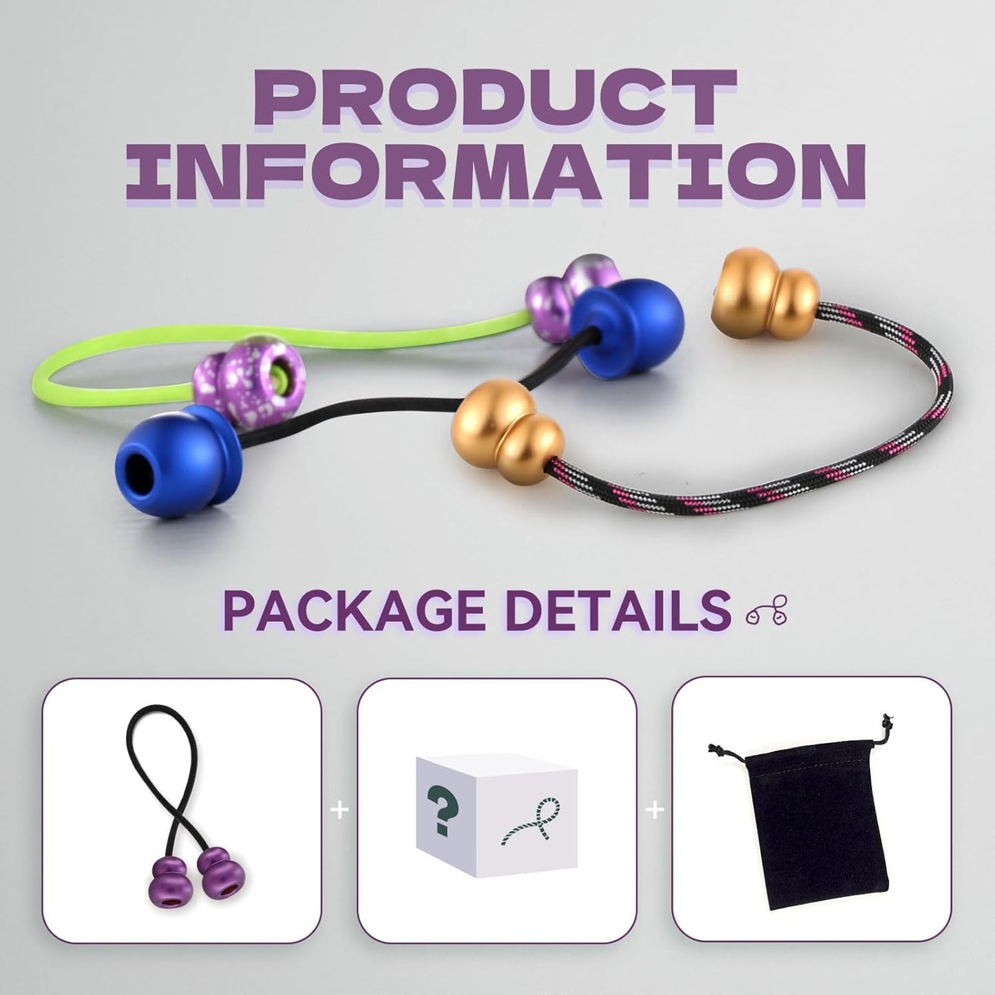 Fidget Beads - Worry Fidget Beads Spin & Bump - Made of Aluminum Alloy - for Men Women Youngs Skill Players Creates a Bit of Magic for You (Cala-Purple)