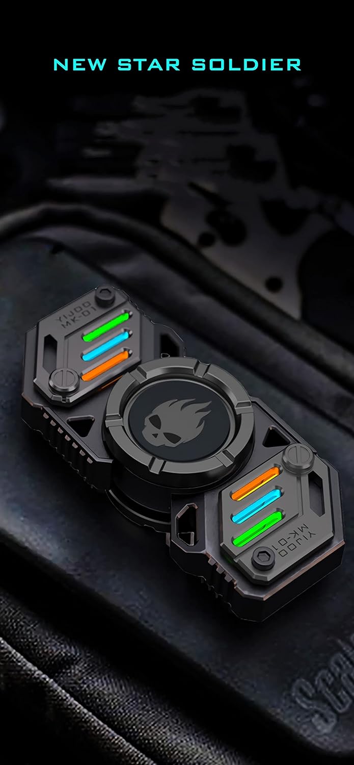 Fidget Spinner, Colorful Glow in The Dark, High Speed and Silence, Cool Metal Mechanical Gear Shape Design with Skull Symbol, Anti-Anxiety and Stress Release for Kids and Adults