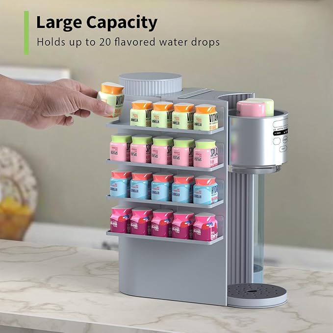 Flavor Storage Holder Compatible With Ninja Thirsti Max, Side-mounted 4-tier flavore water drops organiser, space-saving design, easy to access,Holds 20 Flavore Water Drops