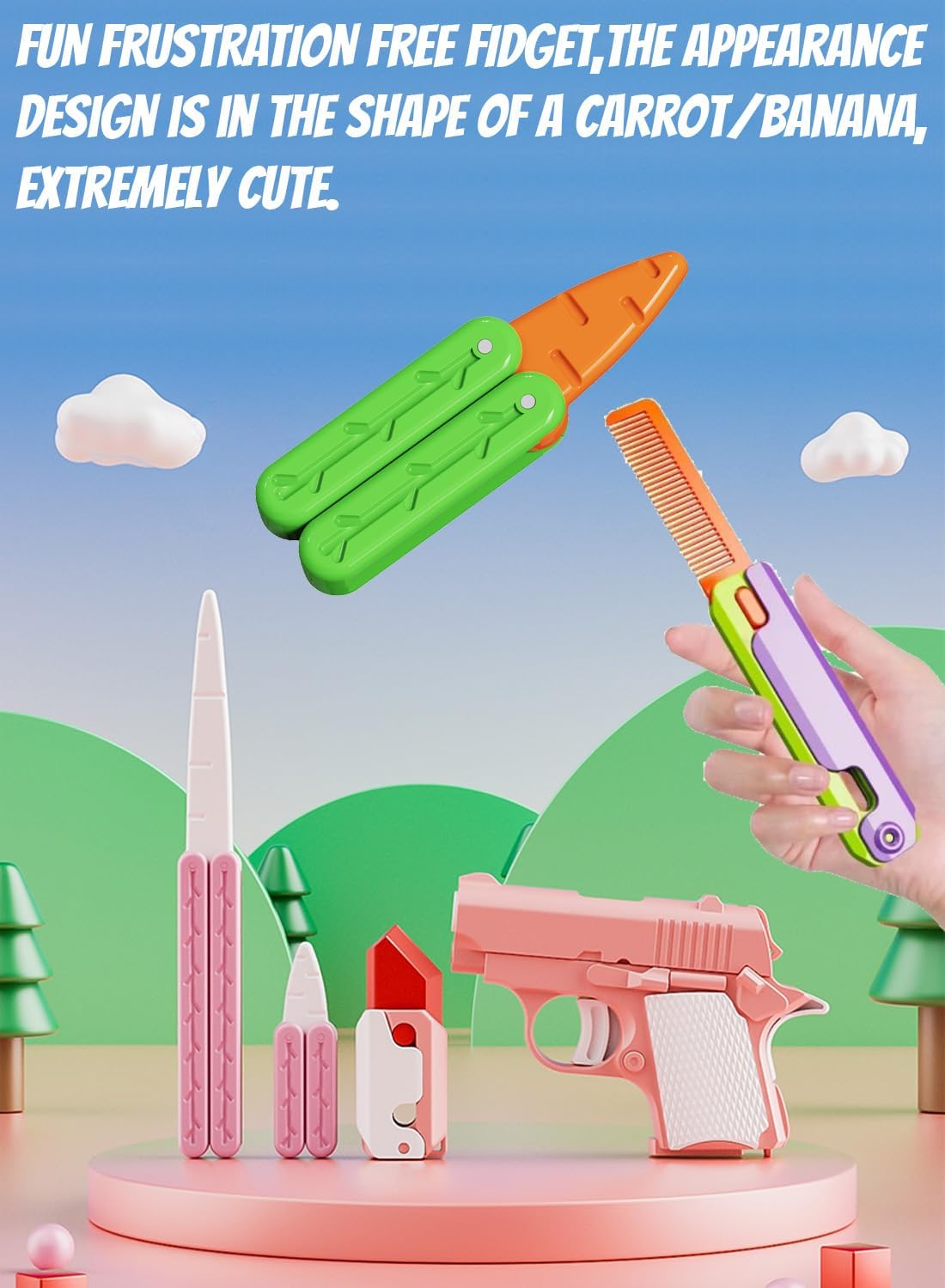 Fidget Gun Toy, Fidget Blaster Gun 1911 Titan Stress Shot ADHD Gun, 3D Printed Stress Anxiety Relief Pistol Toys