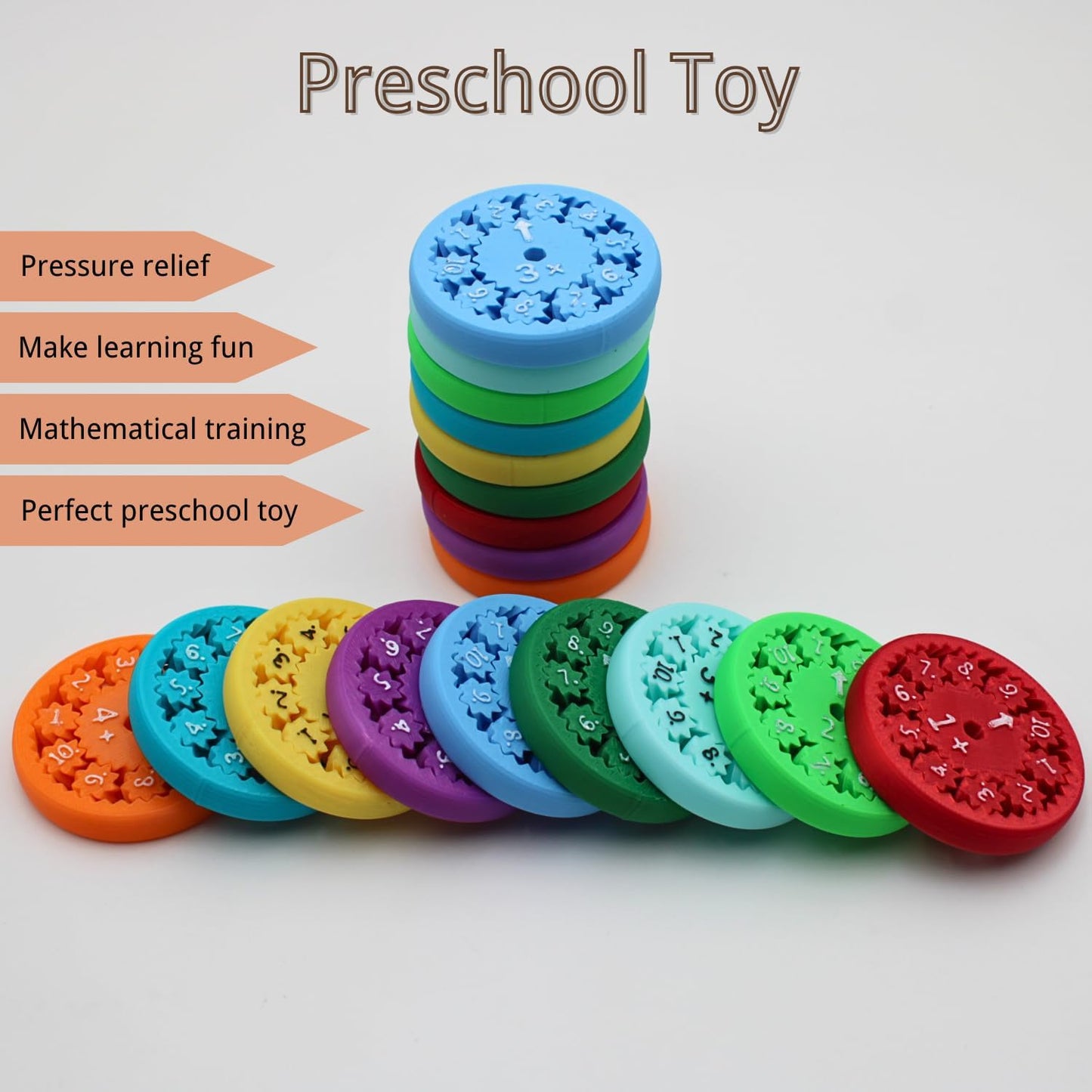 Math Fidget Spinners - Sensory Spinner Math Fact Fidget Spinners Stress Relief Sensory Toys for Kids Adults Addition Subtraction Multiplication and Division Learning (2 Set)