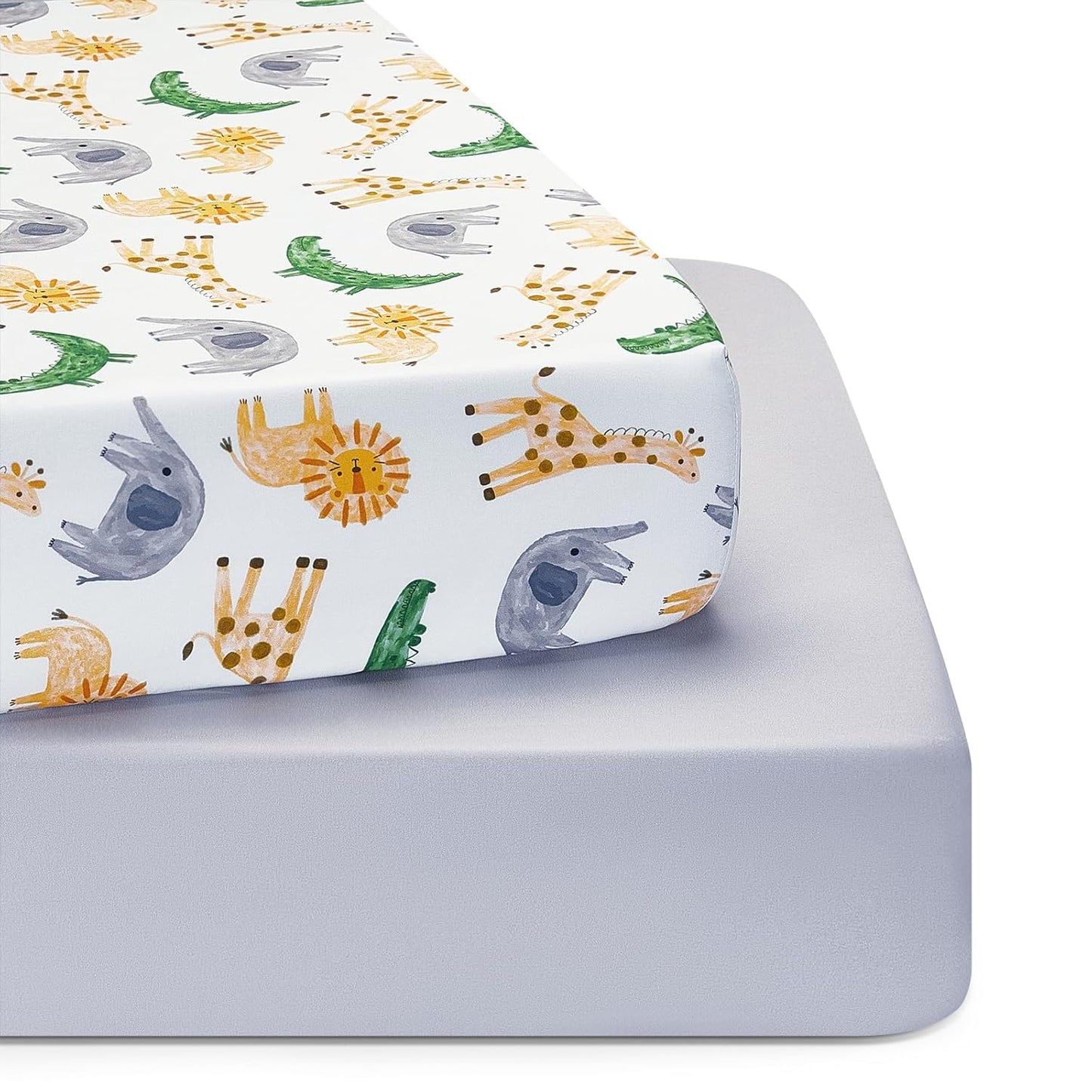 TILLYOU Baby Crib Sheets for Boys Girls, Super Soft Toddler Bed Sheets, 2 Pack Sheets for Standard Crib Mattress 28x52in, African Steppe