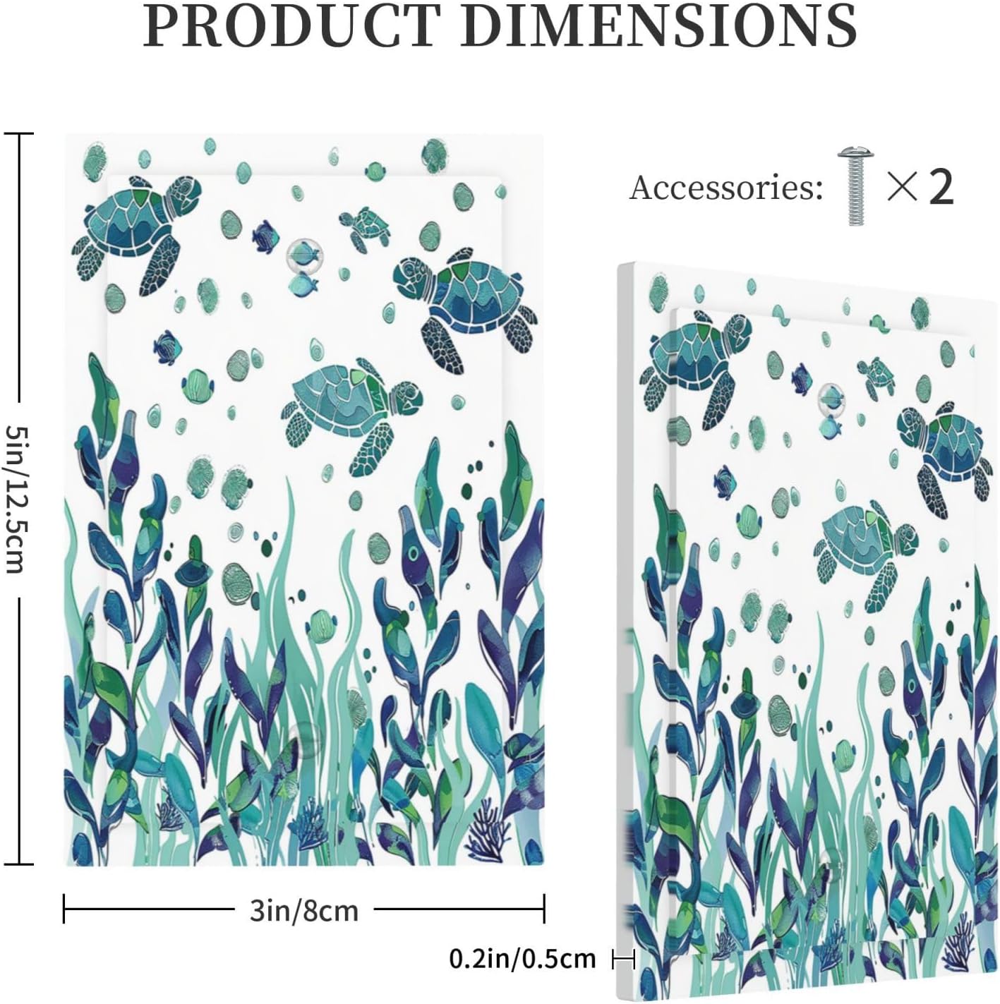 Light Switch Cover Plate Vibrant Turtle Seagrass Watercolor Painting 1 Gang No Device Blank Electrical Wall Plates Faceplate Decorative Switch Plate for Bathroom living Room Decor