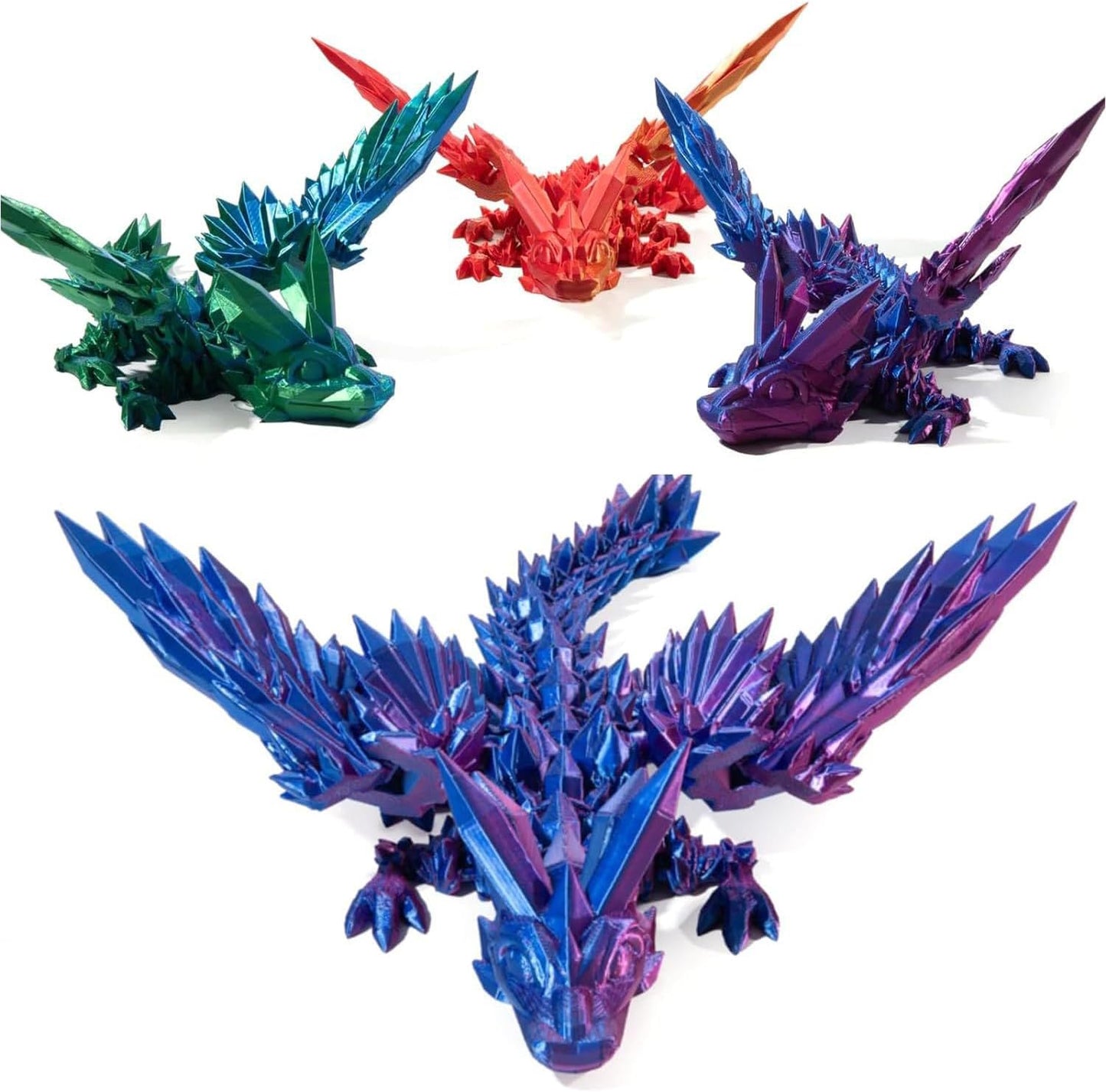 3D Printed Dragon Eggs with Dragon Inside Fidget Toys for Adults, 3D Printed Articulated Dragon, Home Office Decor Executive Desk Toys Posable Flexible Crystal Dragon Toy(F-Purple)