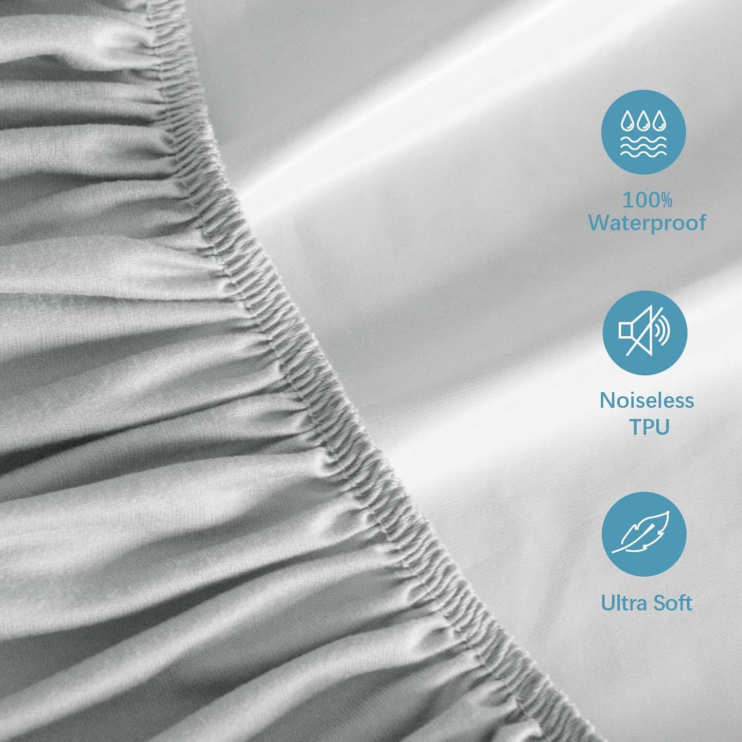 King Mattress Protector Waterproof, Noiseless & Soft Coverage King Size Mattress Cover Fitted Sheets with Deep Pocket up to 14", Super Breathable & Easy Wash Mattress Protector