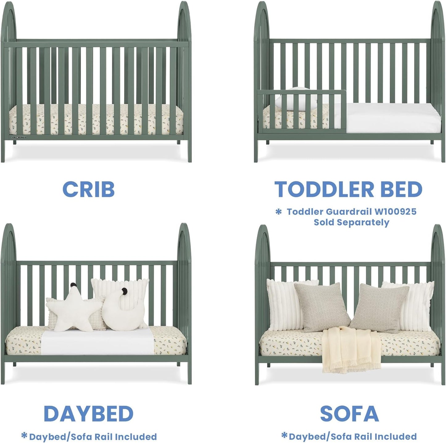 Delta Children Milano 4-in-1 Convertible Crib - Greenguard Gold Certified, Grassy Glen