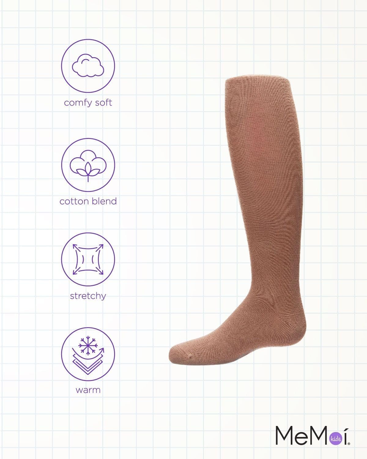 MeMoi Soft Pima Cotton Tights for Girls, Soft and Lightweight Opaque Tights for girls - Sizes 8 to 16