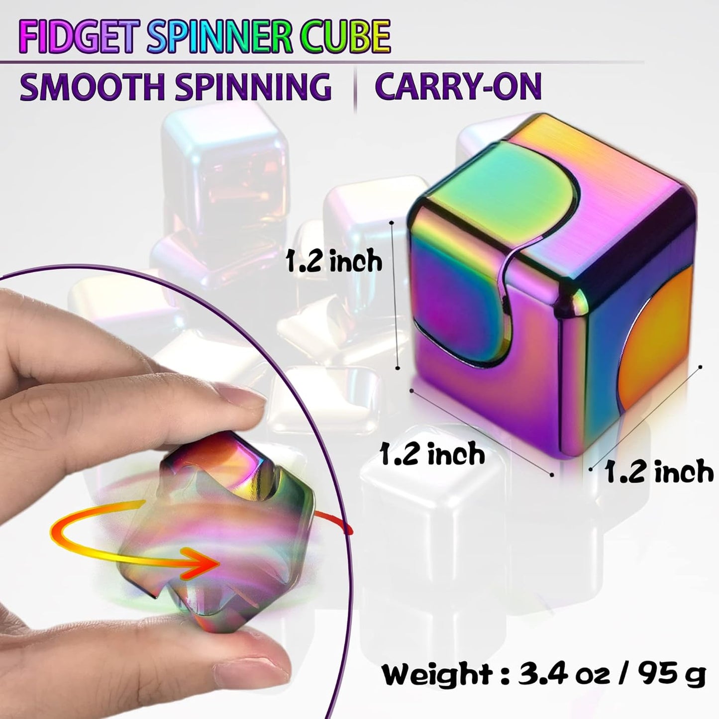 Fidget Spinner Toys Cube Adults, Easter Basket Stuffers for Teens Metal EDC Cool Desk Gadgets Office Toys Small Anxiety Figette Sensory Toy, ADHD Tool Fingears Figet Stress Valentine Gift for Boys