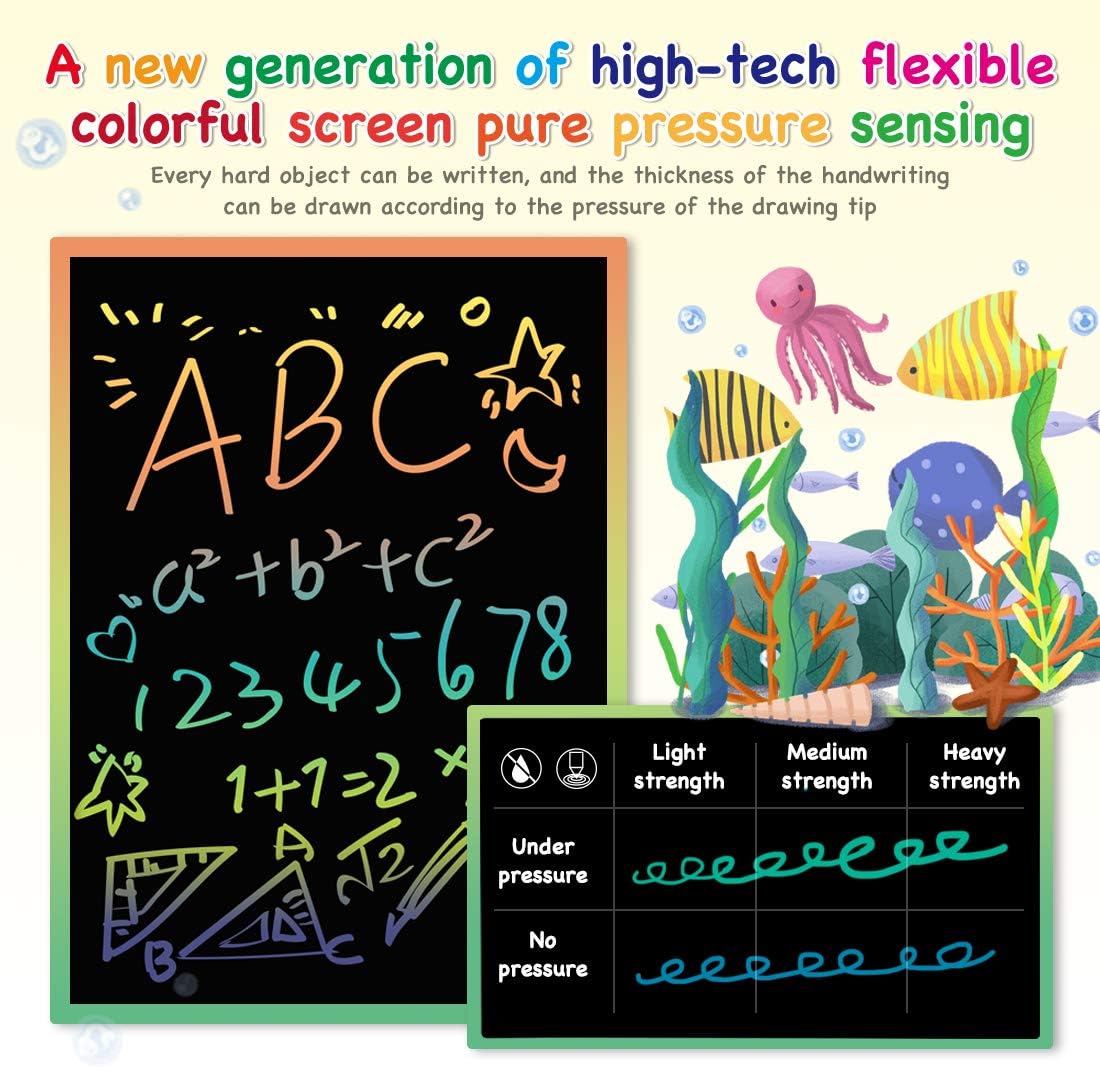 ORSEN LCD Writing Tablet 10 Inch, Colorful Doodle Board Drawing Tablet, Erasable Reusable Writing Pad, Educational for 3-6 Year Old Girls Boys(Yellow)