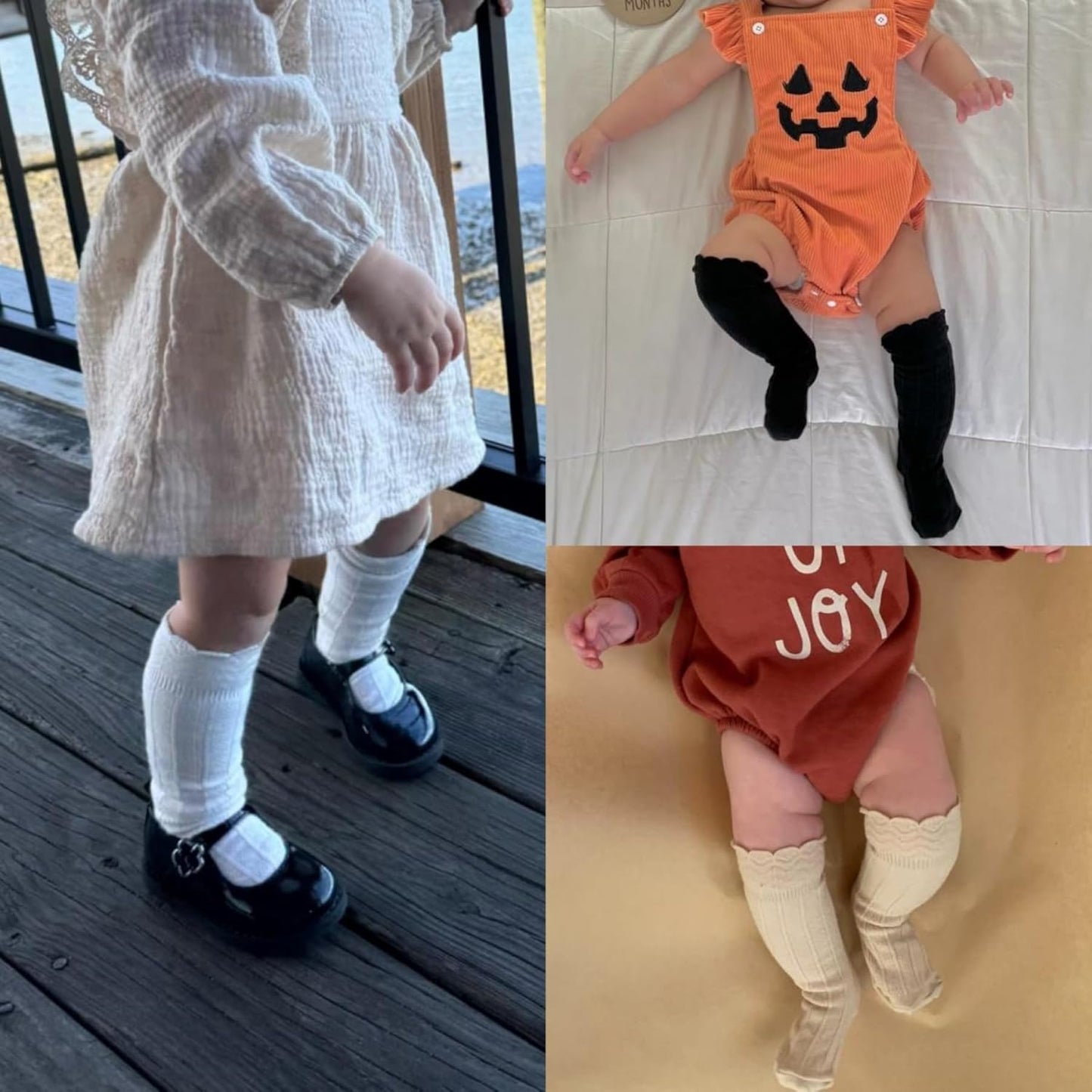 Zando Baby Knee High Socks - Infant to Toddler, Cotton Ruffle Socks, Warm Girls & Boys Long Stockings, 3-6 Pairs