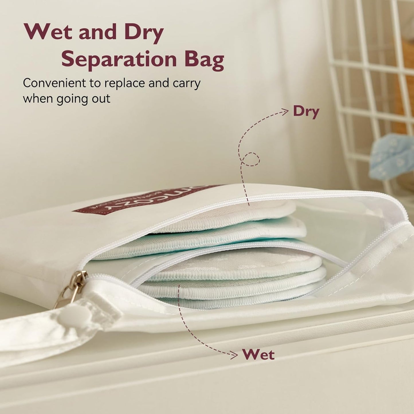 Momcozy Reusable Breast Pads, Innovative Use of Absorbent Fabric & 4 Layers of Super Absorbent Core Washable Nursing Pads, Absorb Quickly and Leak-Proof, 14 Pack + Wet & Dry Separation Bag + Wash Bag