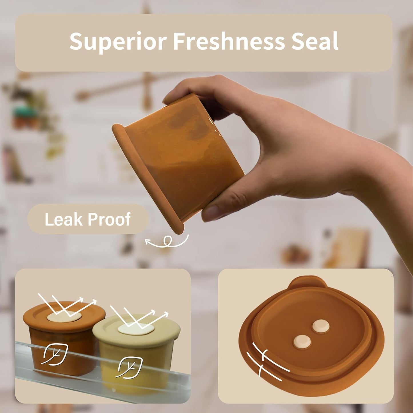 Moonkie Silicone Baby Food Containers | 8oz/4 oz Baby Food Storage Jars with Airtight Lids and A Snack Cup Lid | Freezer,Microwave and Dishwasher Safe, Reusable Baby Food Jars for Infant & Toddler