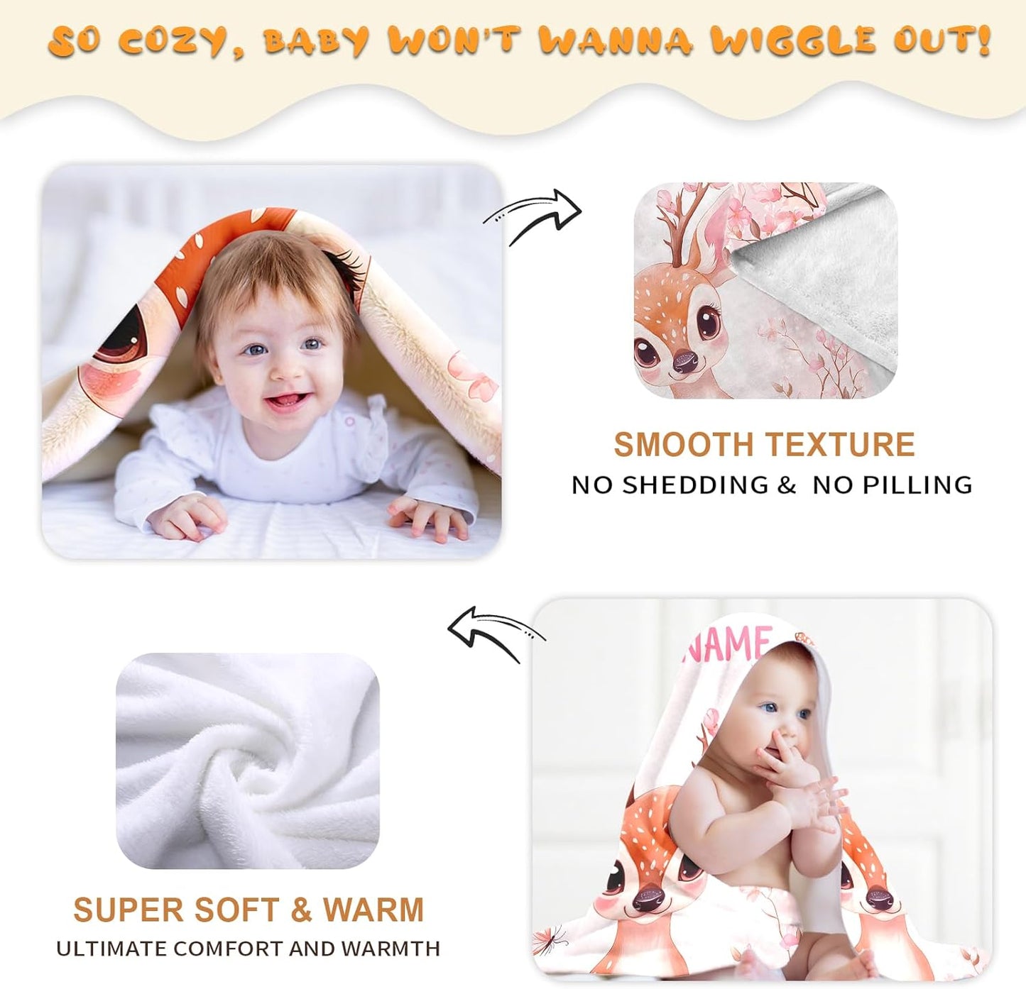 Ship Next Day, Personalized Baby Blanket – Printed in USA, Custom Baby Blanket for Boys & Girls, Baby Blanket with Name, Baby Shower, Easter, Christmas, Birthday Newborn & Toddler Gifts, Baby Gifts