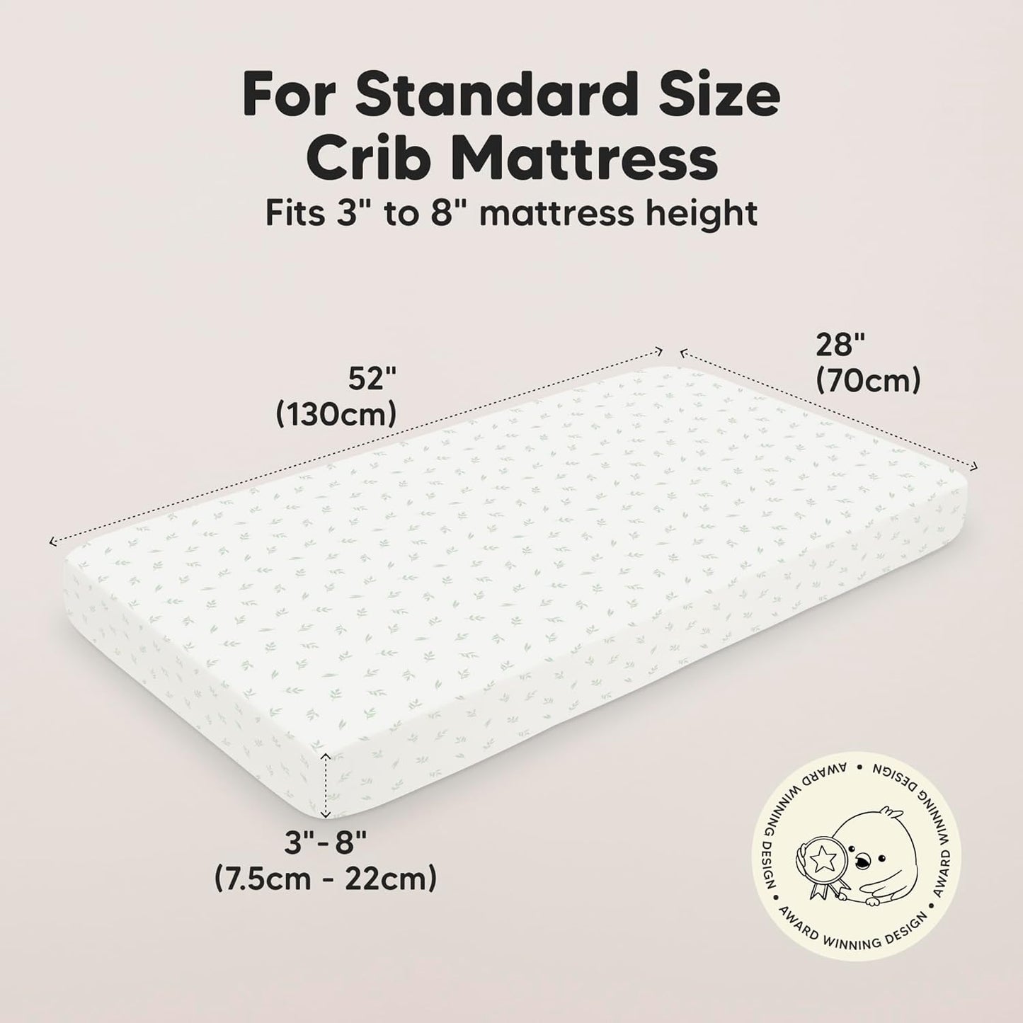 KeaBabies 2-Pack Baby Crib Sheets for Boys, Girls - 52x28 Viscose Derived from Bamboo Toddler Bed Sheets Neutral, Fitted Crib Mattress Cover for Standard Baby Bedding, Soft & Cozy (Herb)