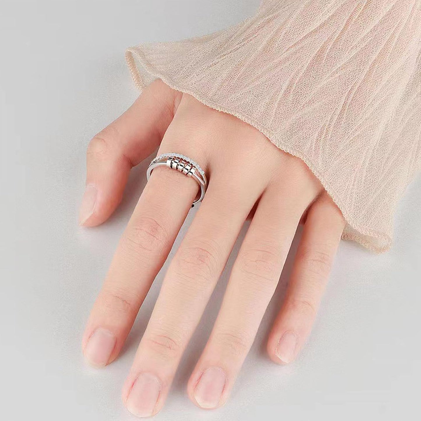 INFUSEU Funny Spinner Fidget Rings for Women Girls Anti Anxiety Stress Worry, Adjustable Size