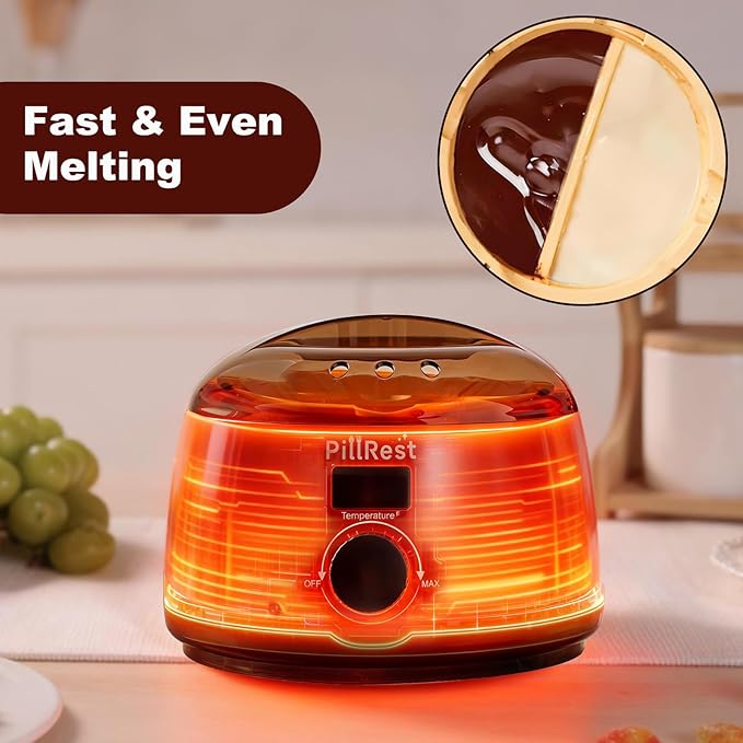 Chocolate Melting Pot, Electric Candy Melter with 2 Non-Stick Silicone Bowls, Digital Display for Real-Time Temperature Control, Fondue Warmer Set for Dipping Chocolate, Cheese, Candy & Cake Pop
