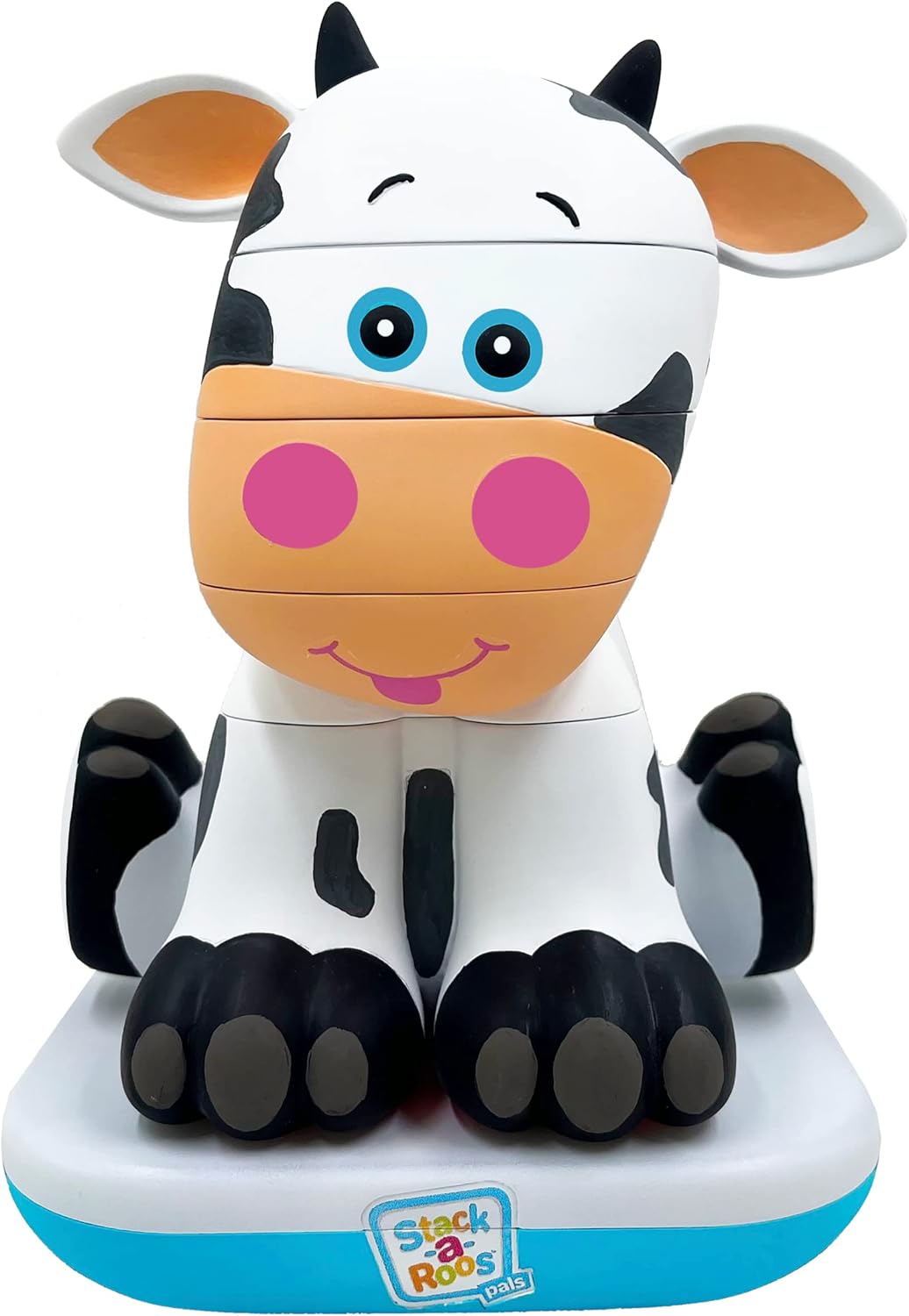 Stack-a-Roos Baby Cow by Salus Brands - Animal Stacking Toy, Educational Early Learning Toy for Infants Babies Toddlers, Age 12+ Months - Great Baby Gifts