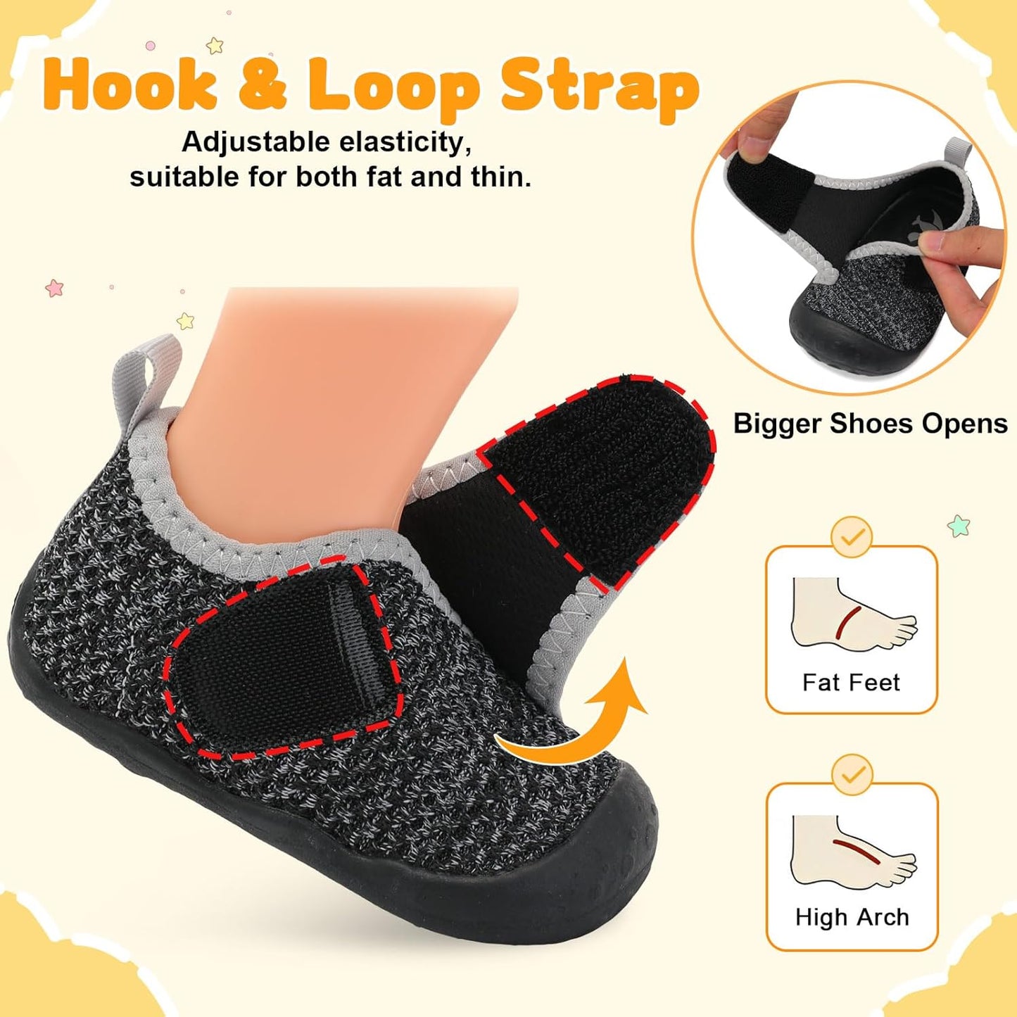 FEETCITY Baby First Walking Shoes Wide Baby Shoes Infant Sneakers Newborn Crib Shoe Barefoot Lightweight Slip On Shoe