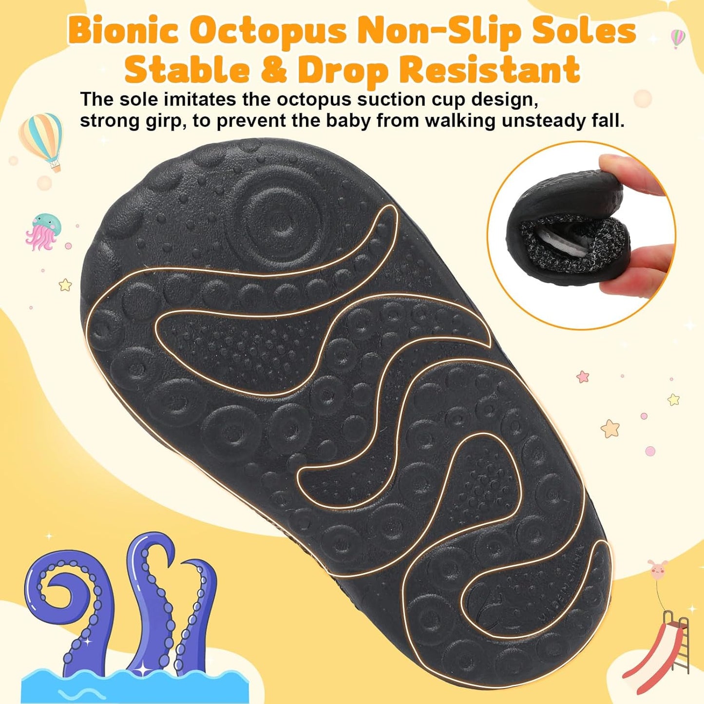 FEETCITY Baby First Walking Shoes Wide Baby Shoes Infant Sneakers Newborn Crib Shoe Barefoot Lightweight Slip On Shoe