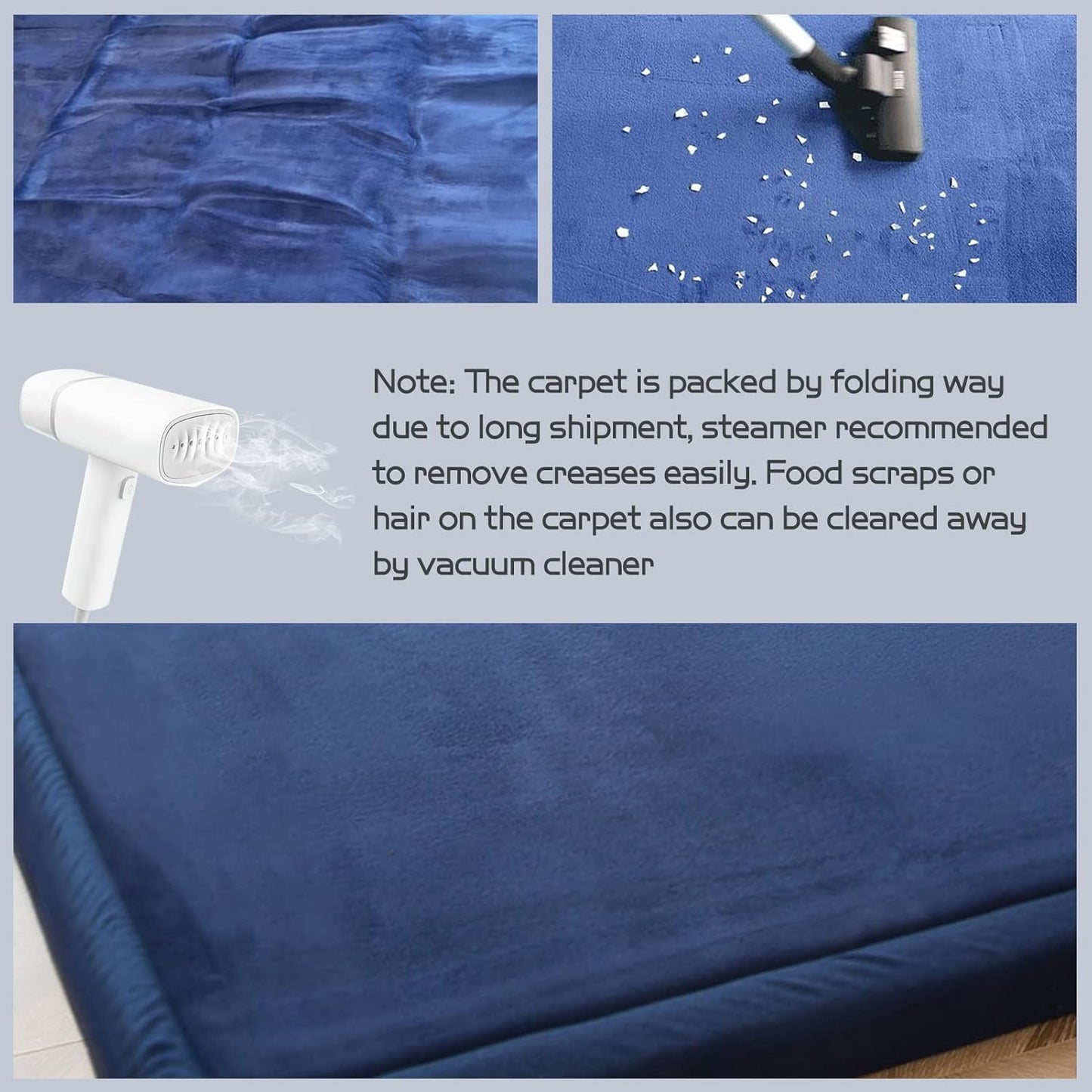 MAXYOYO Coral Velvet Area Rug, Thick Japanese Tatami Mat Living Room Carpet with Non-Slip Backing, Large Solid Color Mat for Bedroom Dormitory Yoga, Navy, 78 by 158 inch