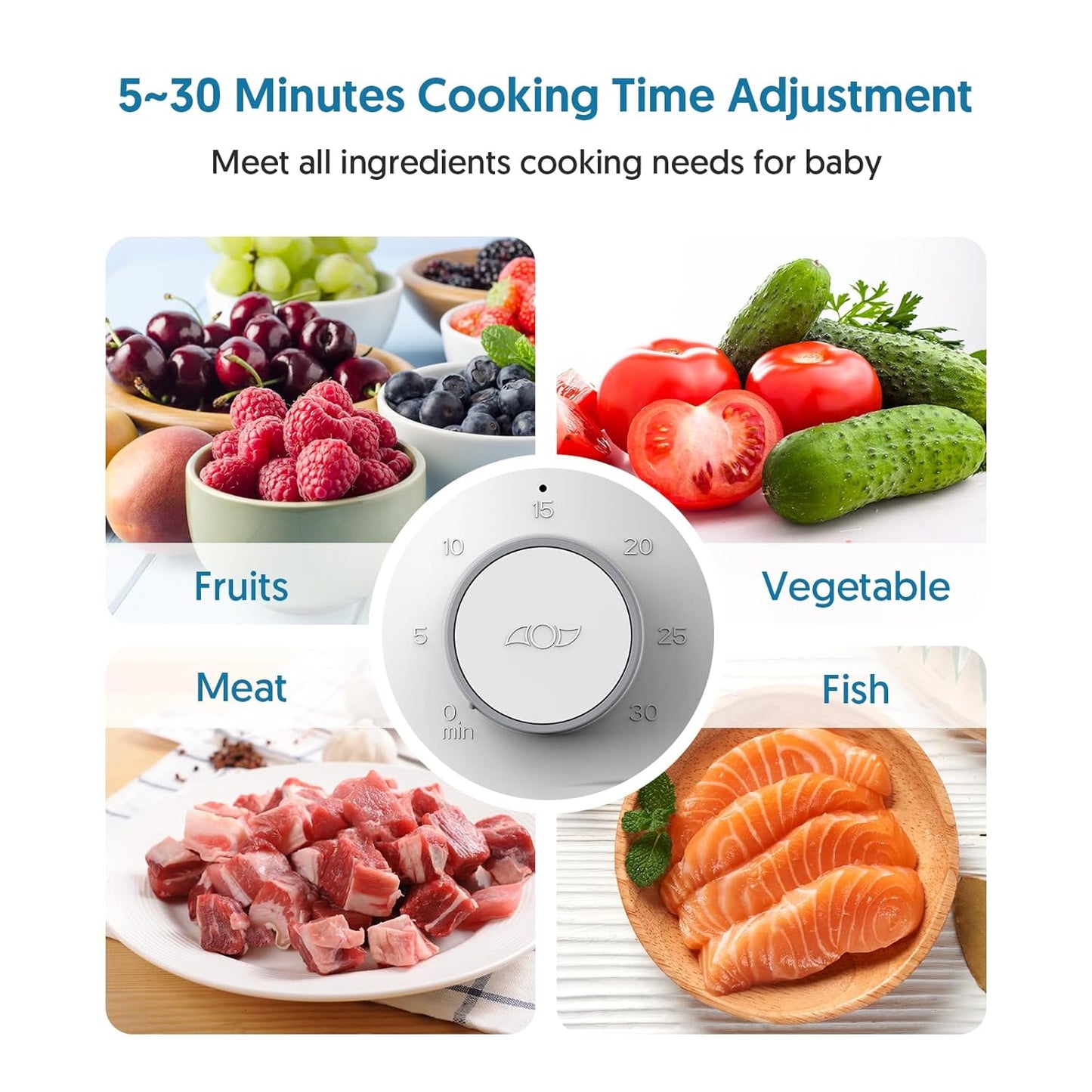 Baby Food Maker Bellababy Baby Food Processor, Puree Blender Steamer with Reversible Steam Basket, One Button Easy Operation & Large Opening for Easy Cleaning