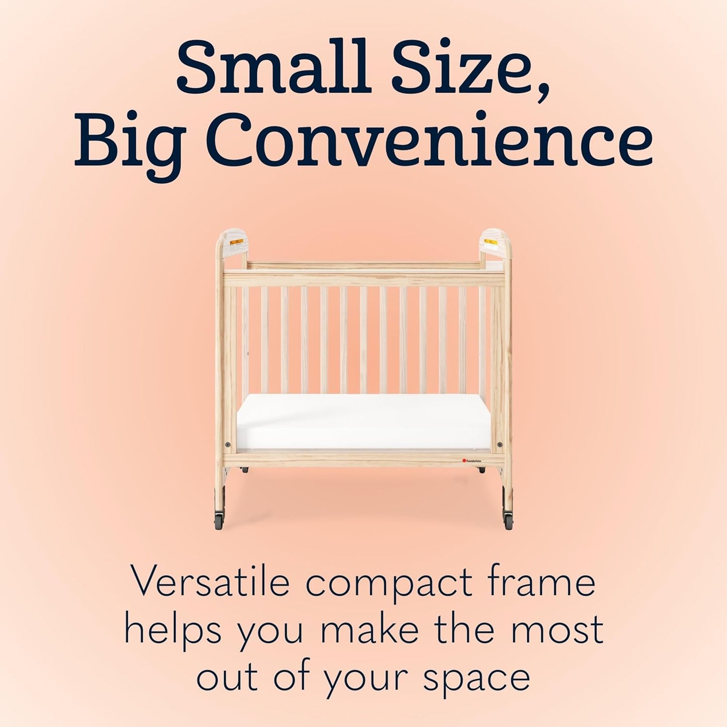 Foundations Serenity 3-Panel Clearview Compact Crib, Fixed-Side, Natural Wood