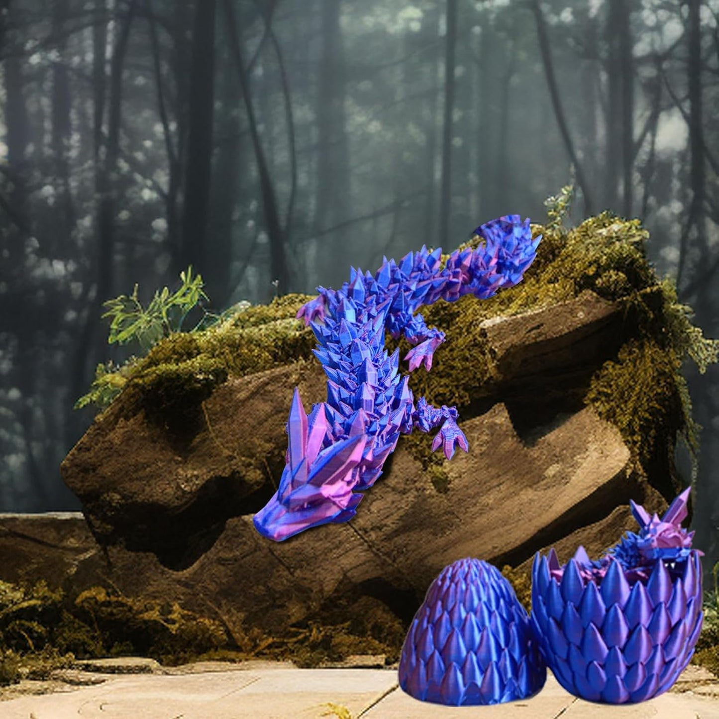3D Printed Dragon Eggs with Dragon Inside Mystery Dragon Egg 3D Printed Articulated Dragon Articulated Dragon with Dragon Egg, Flexible Joints Home Decor Executive Desk Toys (Laser Purple