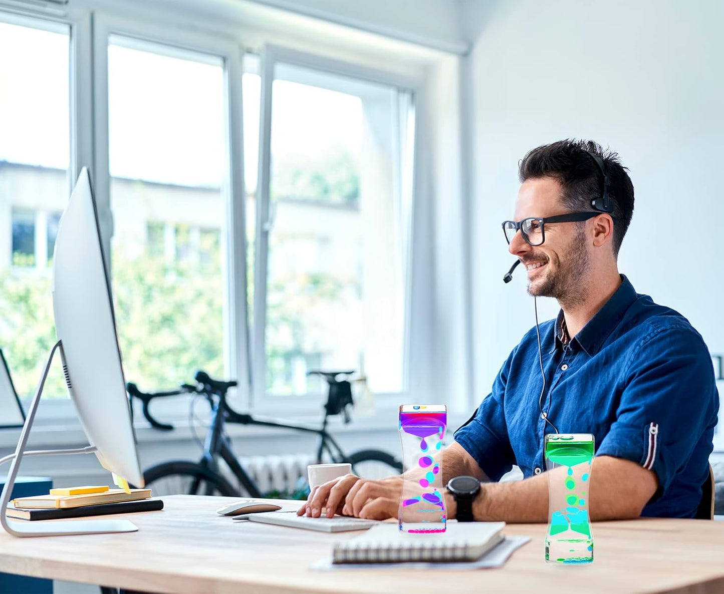 Liquid Motion Bubbler Timer 2Pack Sensory Toy for Relaxation,Liquid Motion Timer Toy Floating Color Lava Timer-Relaxing Liquid Bubbler Timer Calming Toy