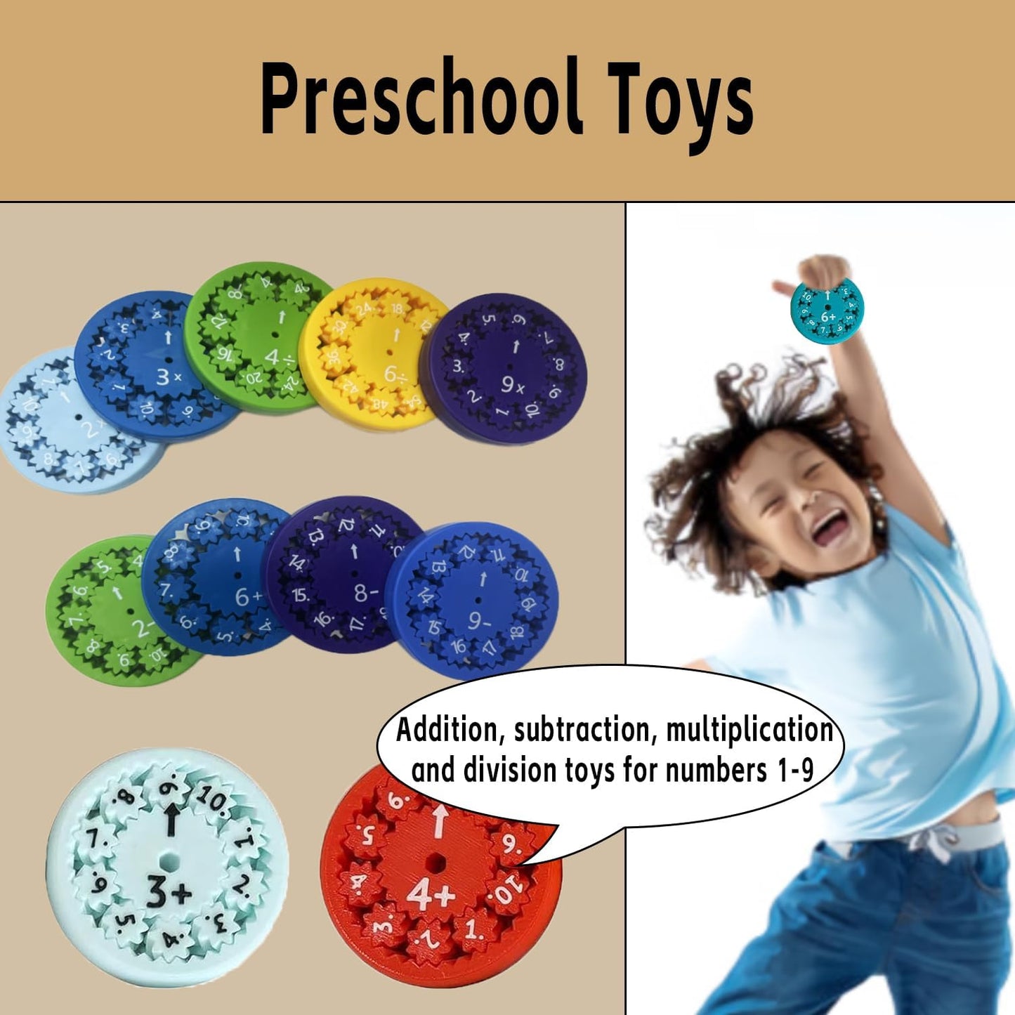 18PC Math Fidget Spinners,Math Fact Fidget Spinner,Math Multiplication Fidget toy,math fidget toy multiplication Fidget Spinner Toy for Kids.Party Supplies,Multiplication&Division&Addition&Subtraction