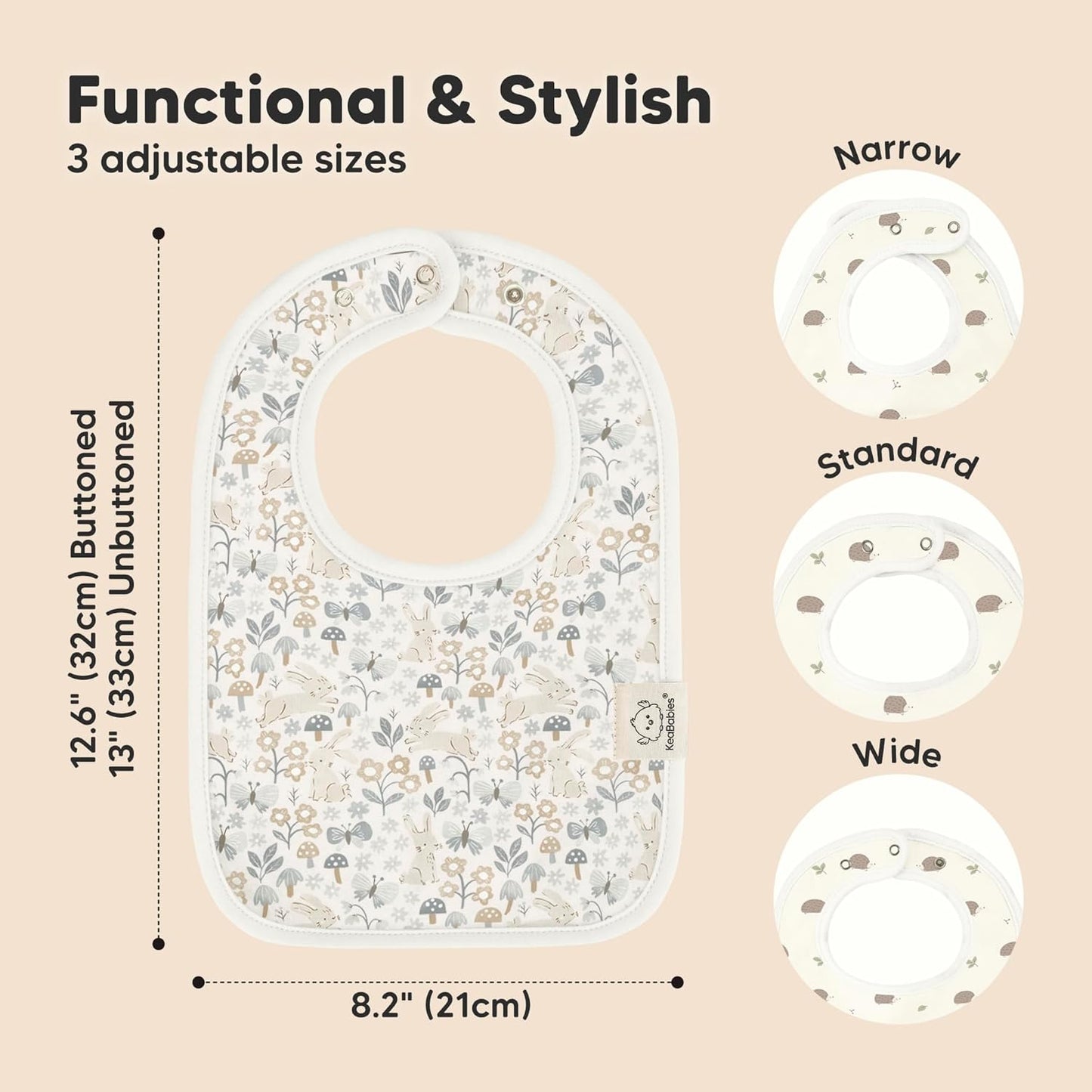 KeaBabies 8-Pack Organic Baby Bibs for Boys, Girls - Super Absorbent Cotton Drool Bibs for Baby Girl & Boy, Teething Toddler, Drooling Newborn, Ultra Soft & Machine Washable (Prairie)