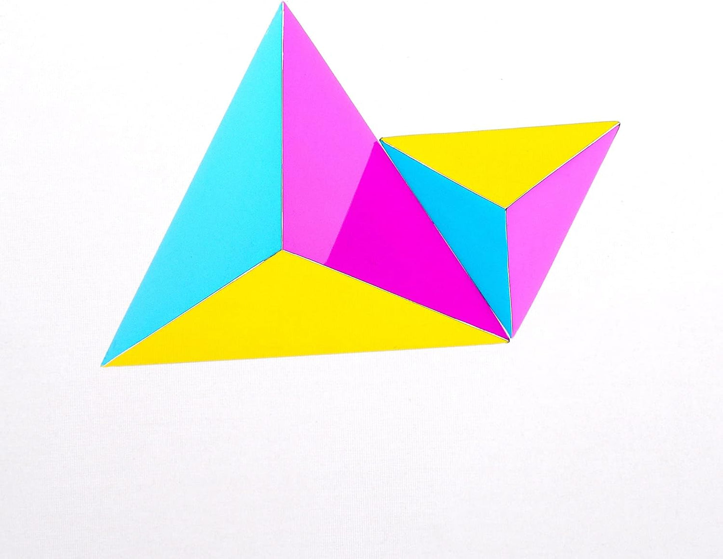 CMY Cubes The Ignis (50mm) - Cyan, Magenta & Yellow Polyhedron - Subtractive Color Mixing Optical Tetrahedron - Teaches Subtractive Color Mixing - Educational, Physics & Kinetic Art Desk Object