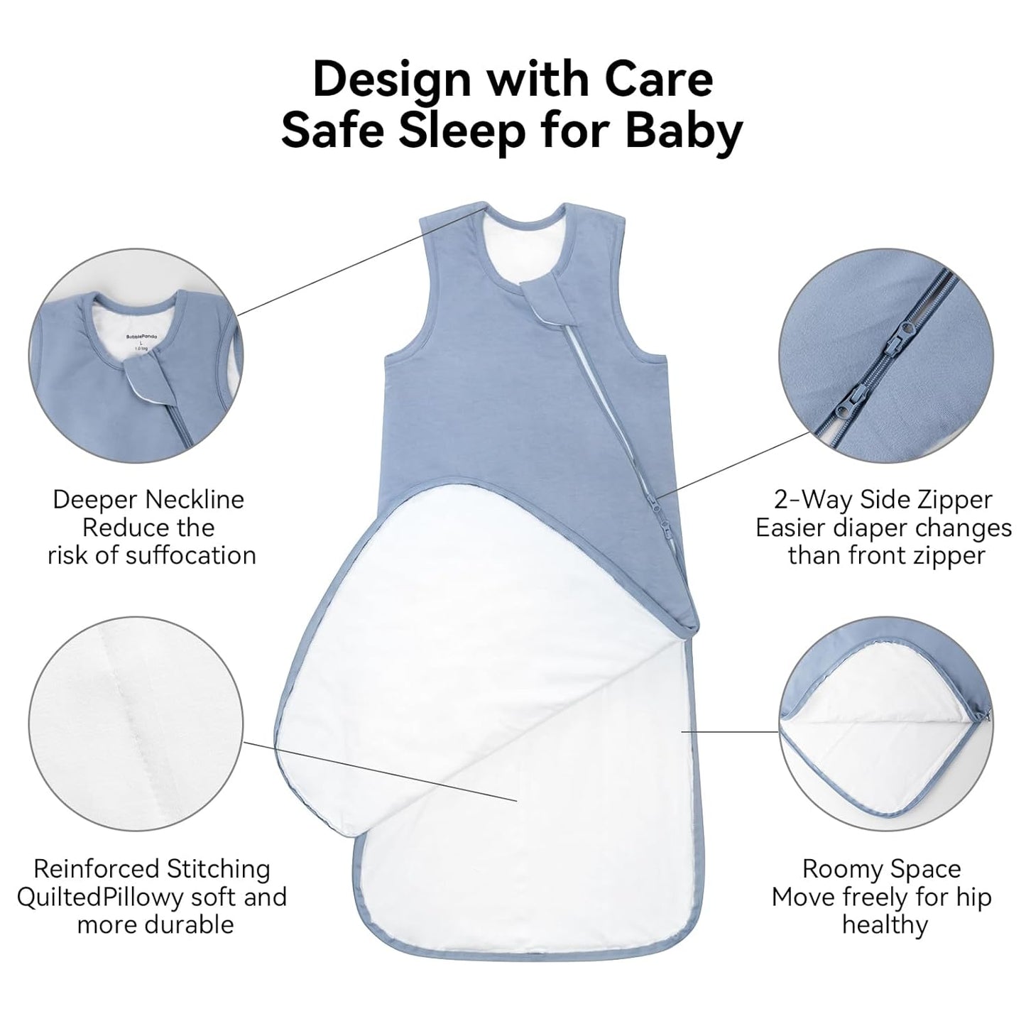BubblePanda Rayon Made from Bamboo Sleep Sack 2t-3t 0.5 Tog Soft Lightweight Toddler Sleep Sack 24-36 Months for Babies 2-Way Zipper Wearable Blanket Baby 3t