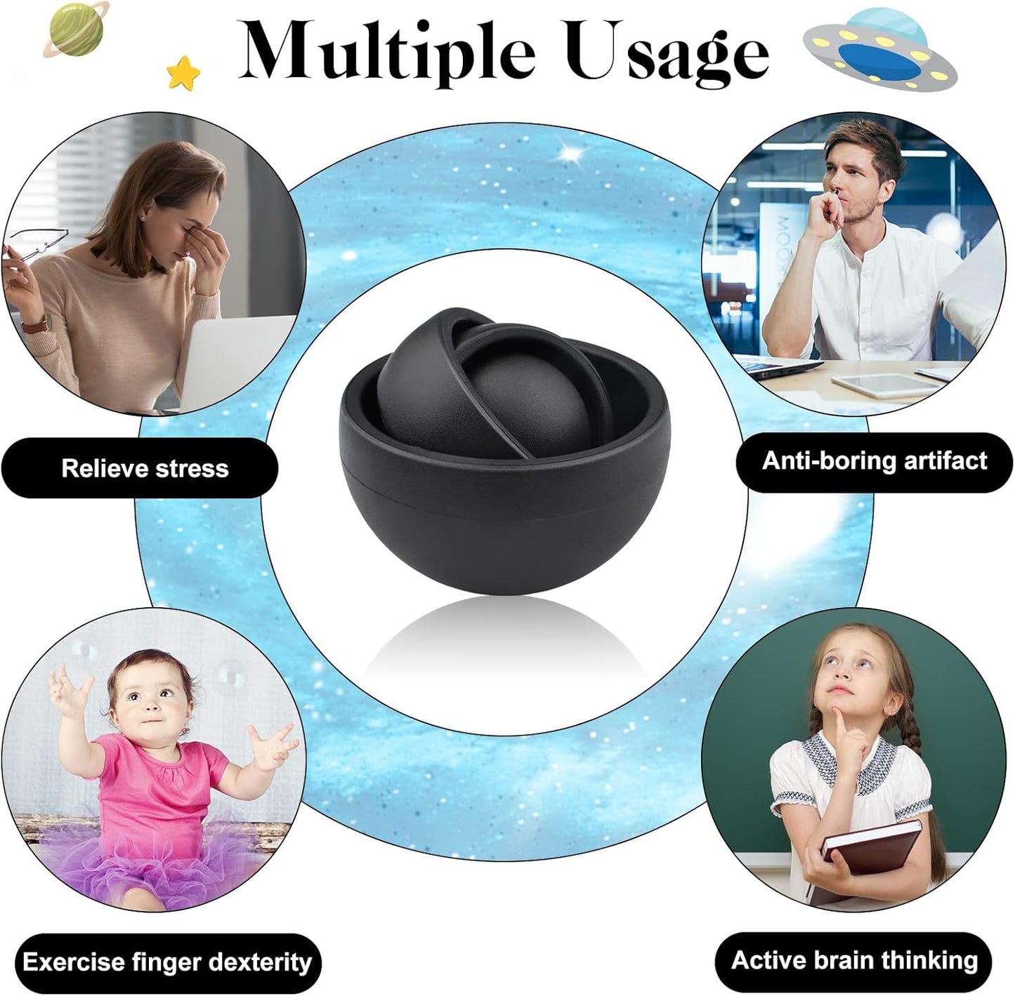 Fidget Toy for Adults, Fidget Gyro Toys for Ages 8-13, Cool Gadget Gifts for Boys Girls Teens Kids, Desk Toy ADHD Autism Stress Relief Finger Toy Hand Fidget Spinner