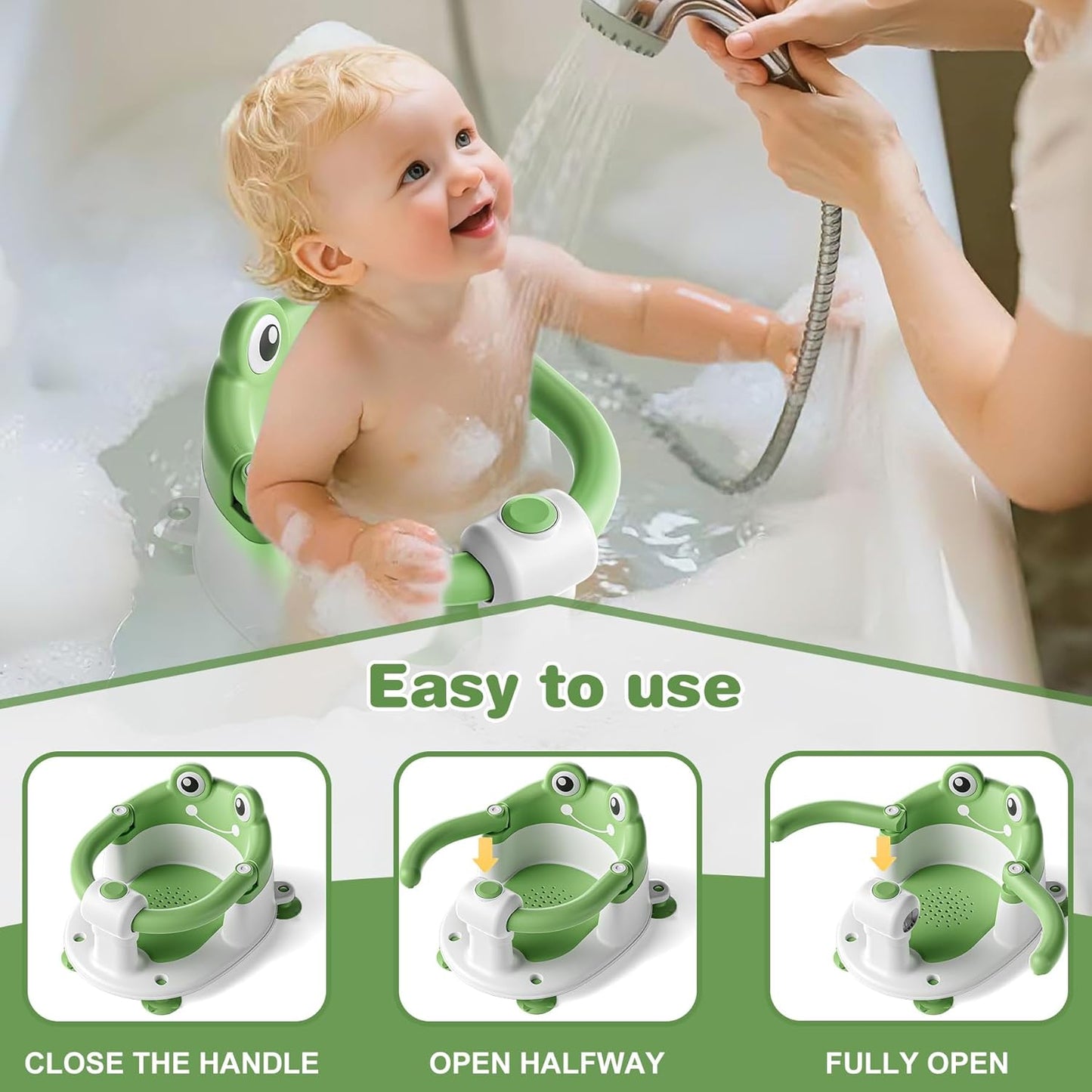 Baby Bath Seat for Babies 6 Months & up Non-Slip Toddler Bath Seats for Sitting Up Infant Bathtub Chair with Suction Cups and Soft Cushion for Baby Shower Tub Seat
